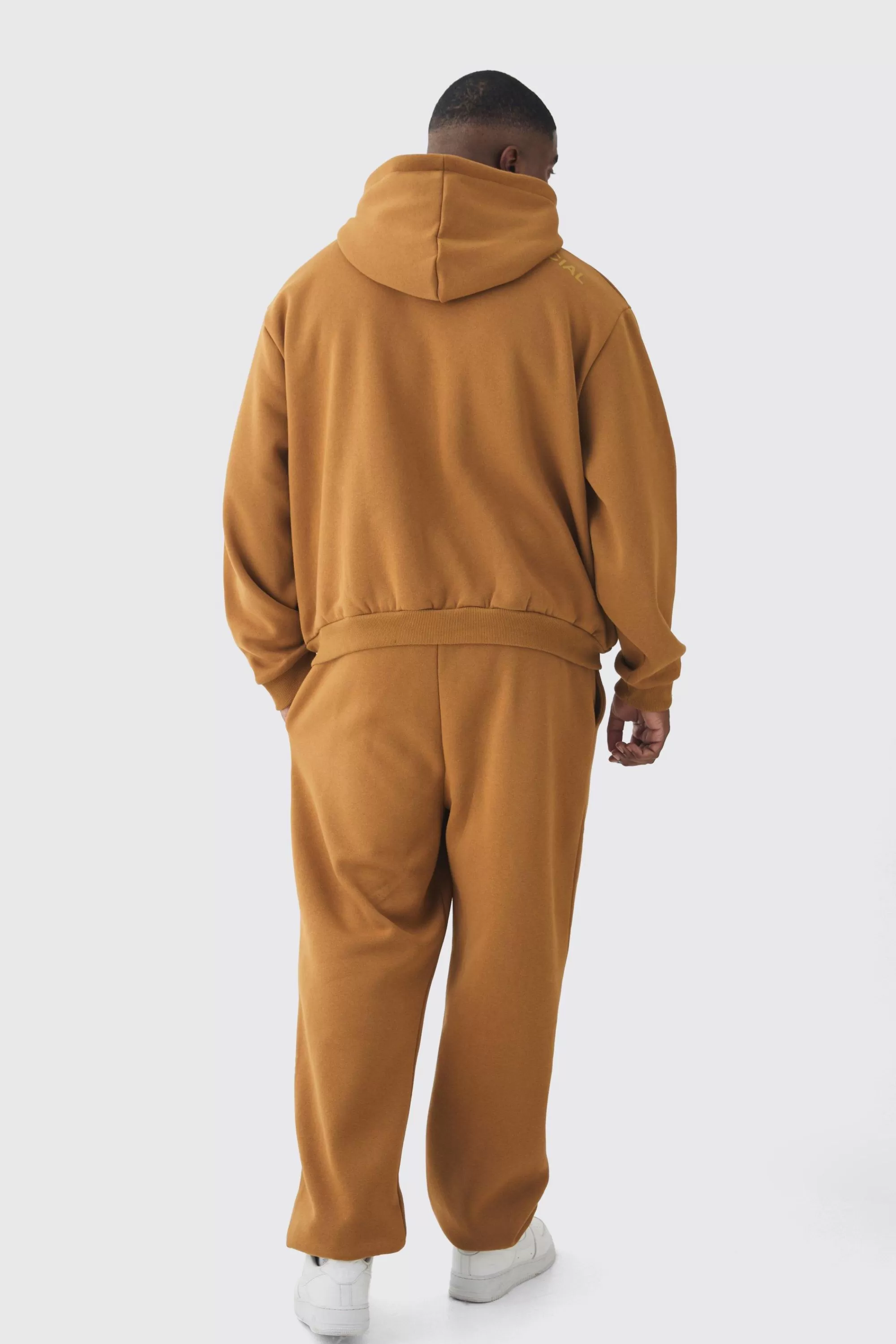 boohooMAN Plus Oversized Boxy Grafiti Print Hooded Relaxed Jogger Tracksuit | UK