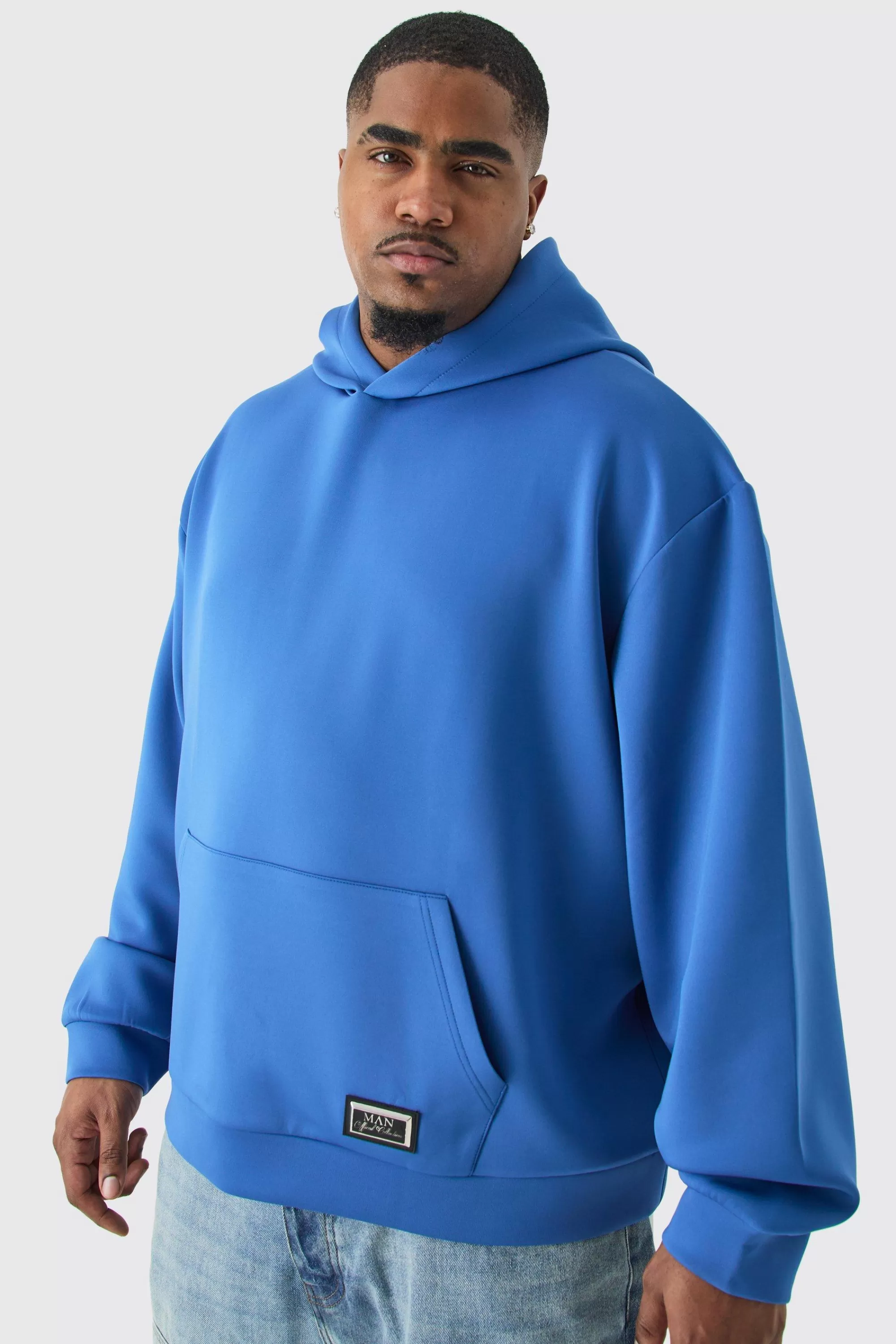 boohooMAN Plus Oversized Boxy Scuba Hoodie | UK