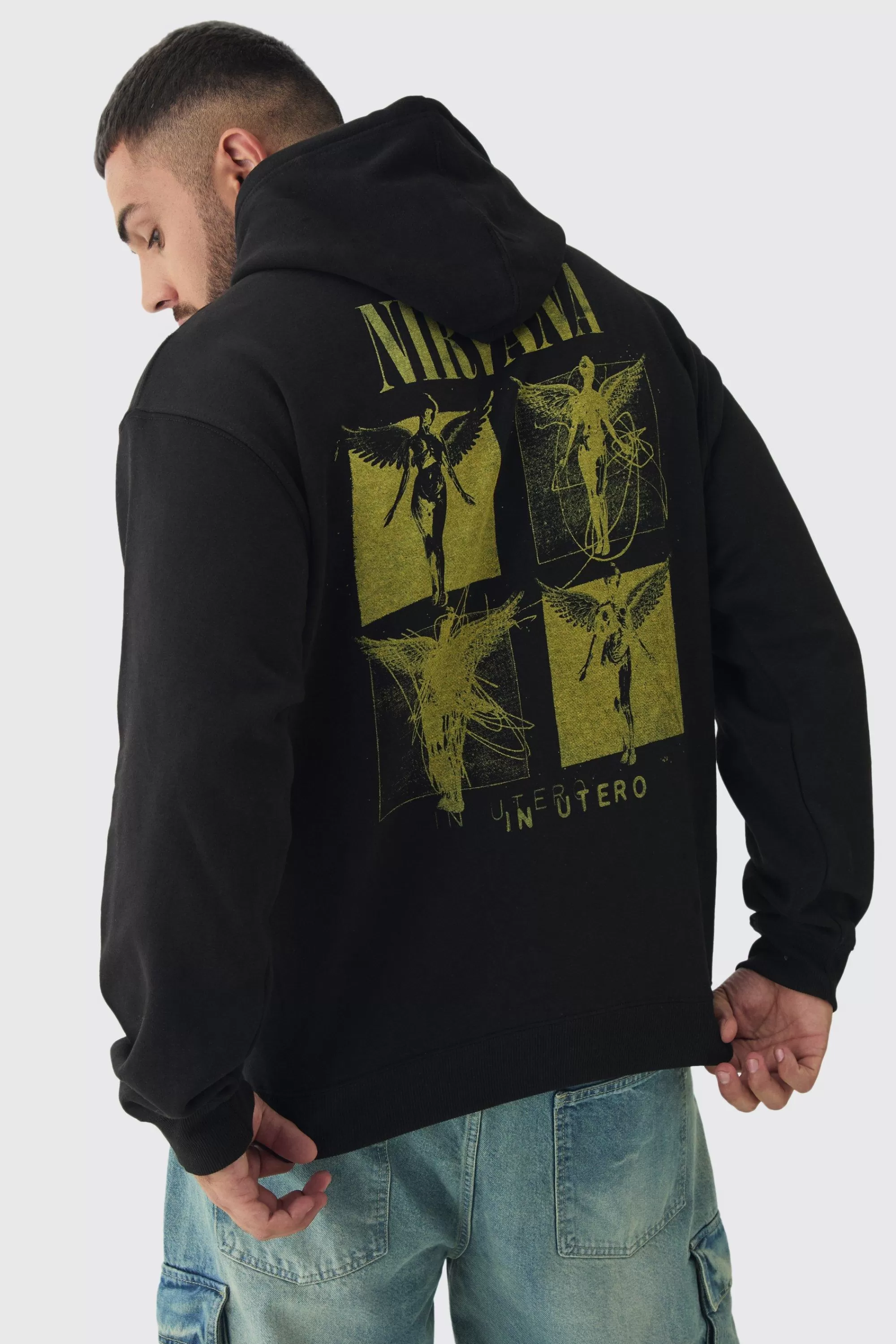 boohooMAN Plus Oversized Nirvana License Print Hoodie | UK