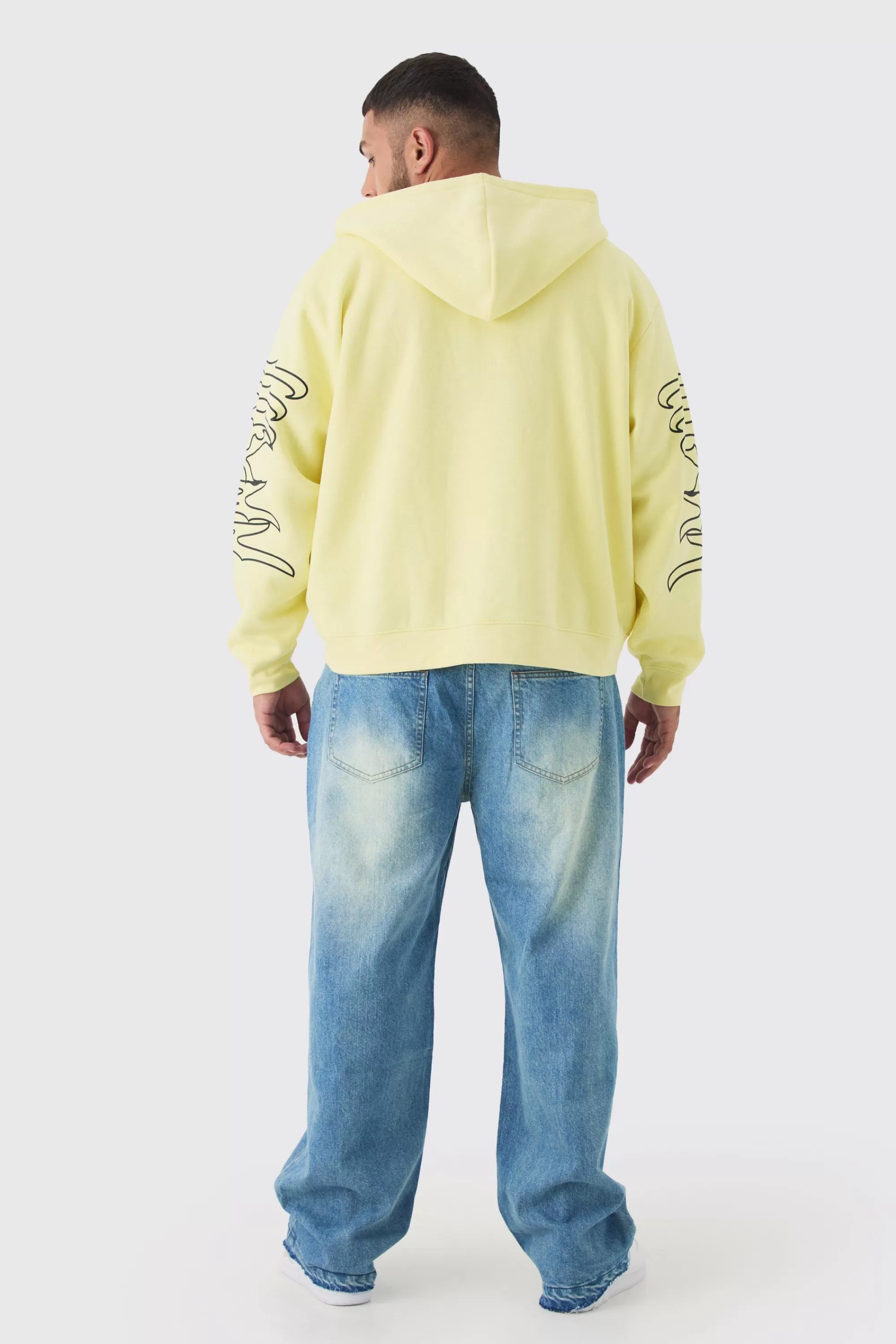 boohooMAN Plus Oversized Official Man Print Hoodie | UK