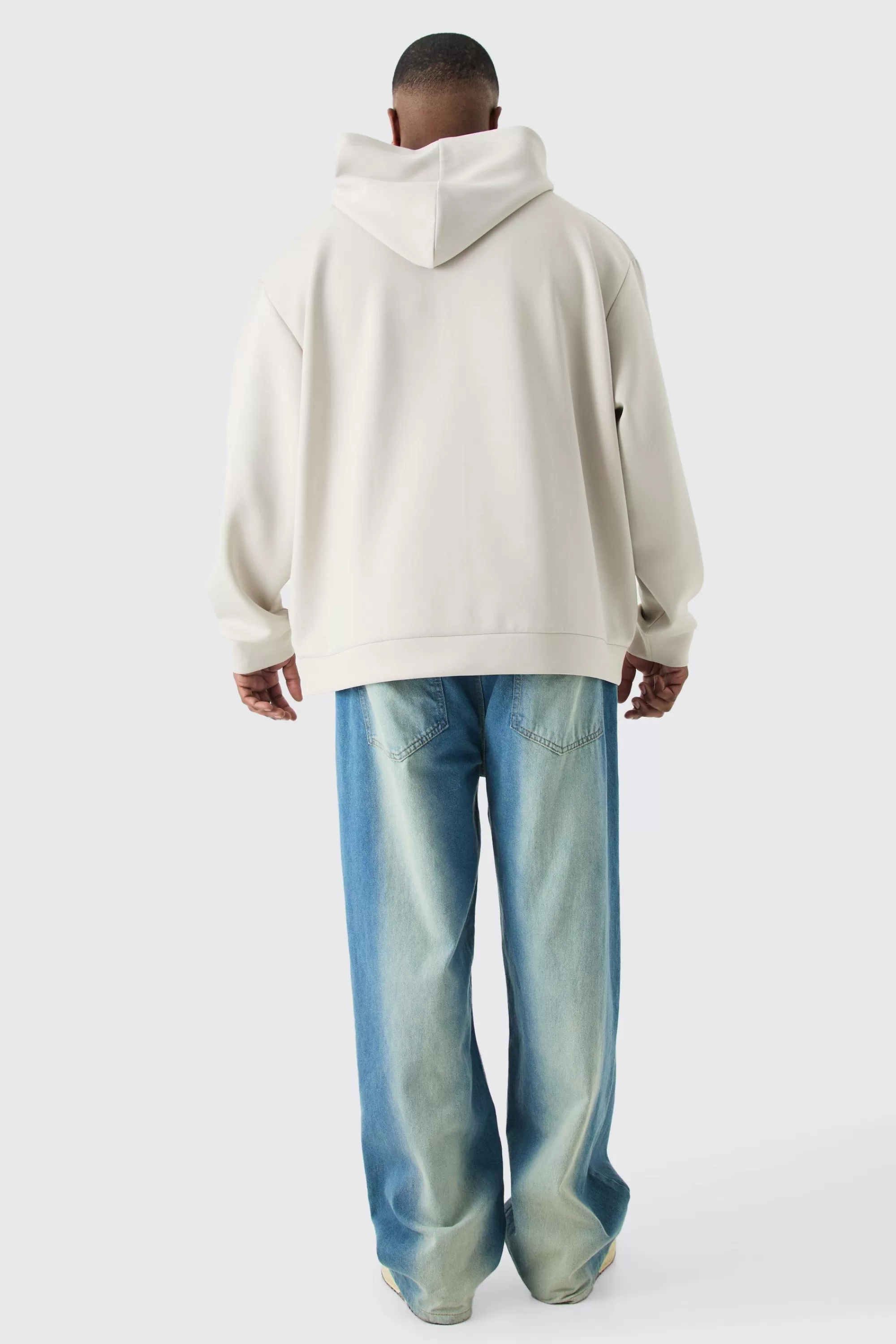 boohooMAN Plus Oversized Zip Through Scuba Hoodie | UK