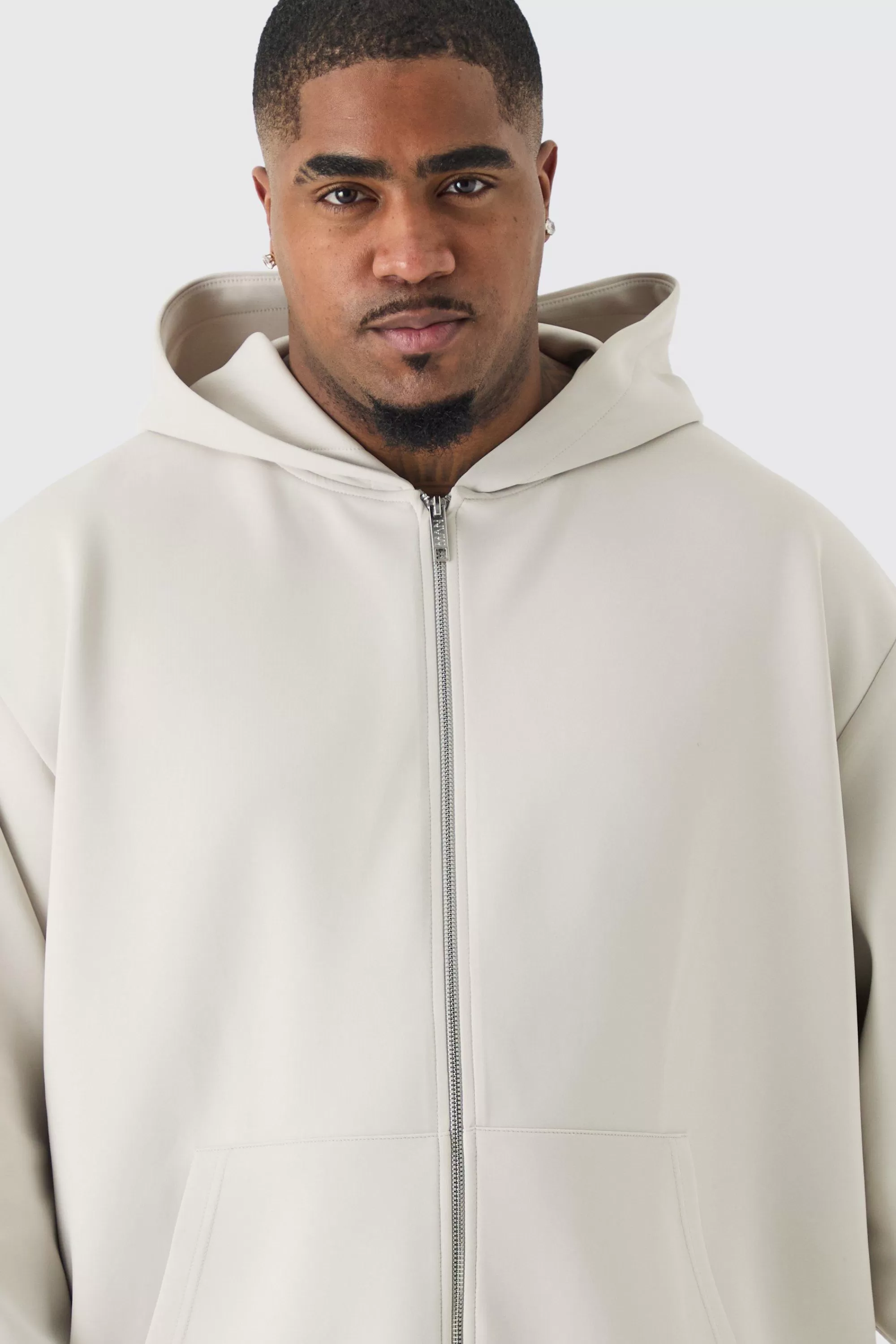 boohooMAN Plus Oversized Zip Through Scuba Hoodie | UK