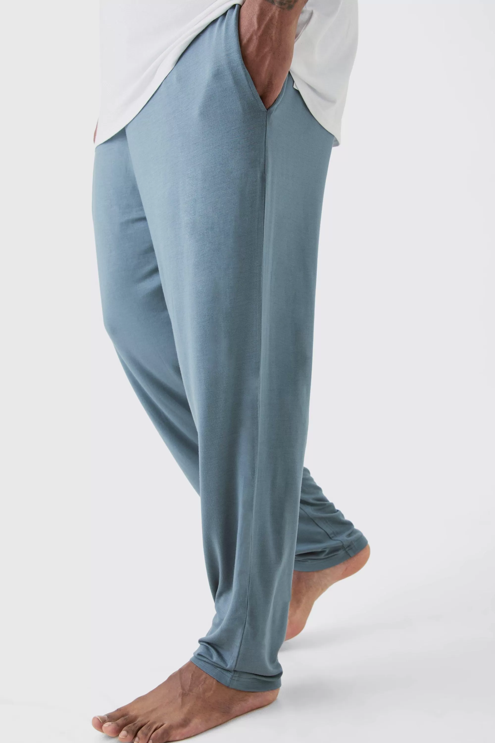 boohooMAN Plus Premium Modal Mix Relaxed Fit Lounge Bottoms | UK