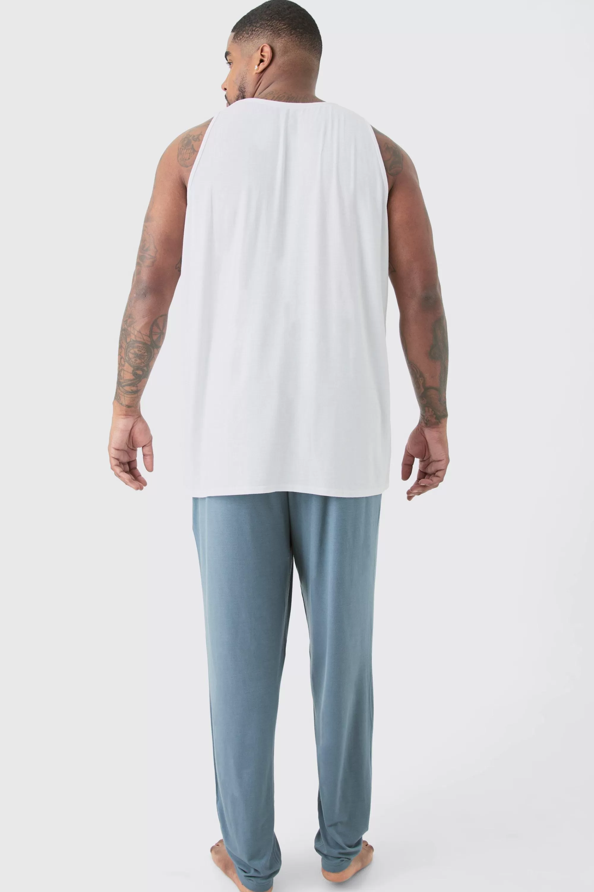 boohooMAN Plus Premium Modal Mix Relaxed Fit Lounge Bottoms | UK