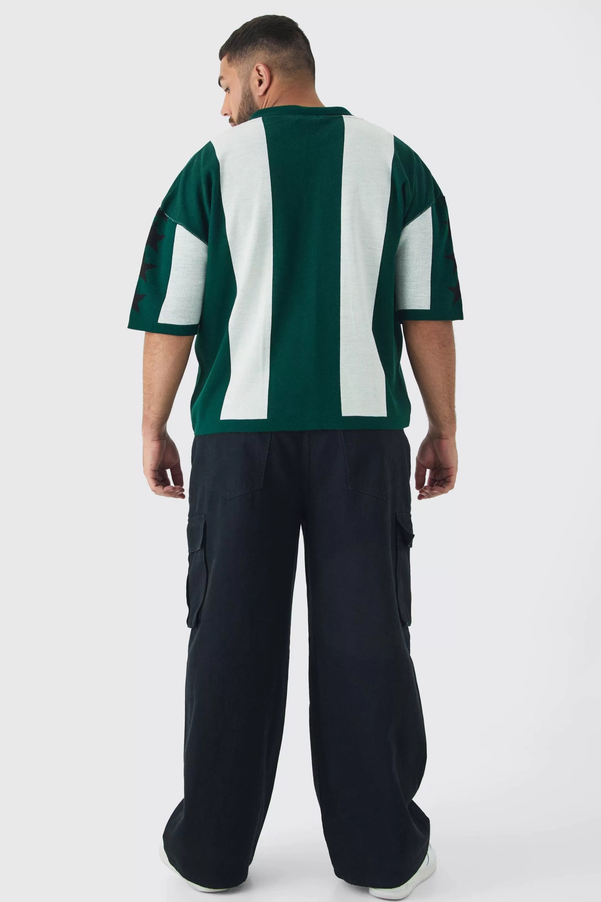 boohooMAN Plus Relaxed Rigid Cargo Jeans | UK