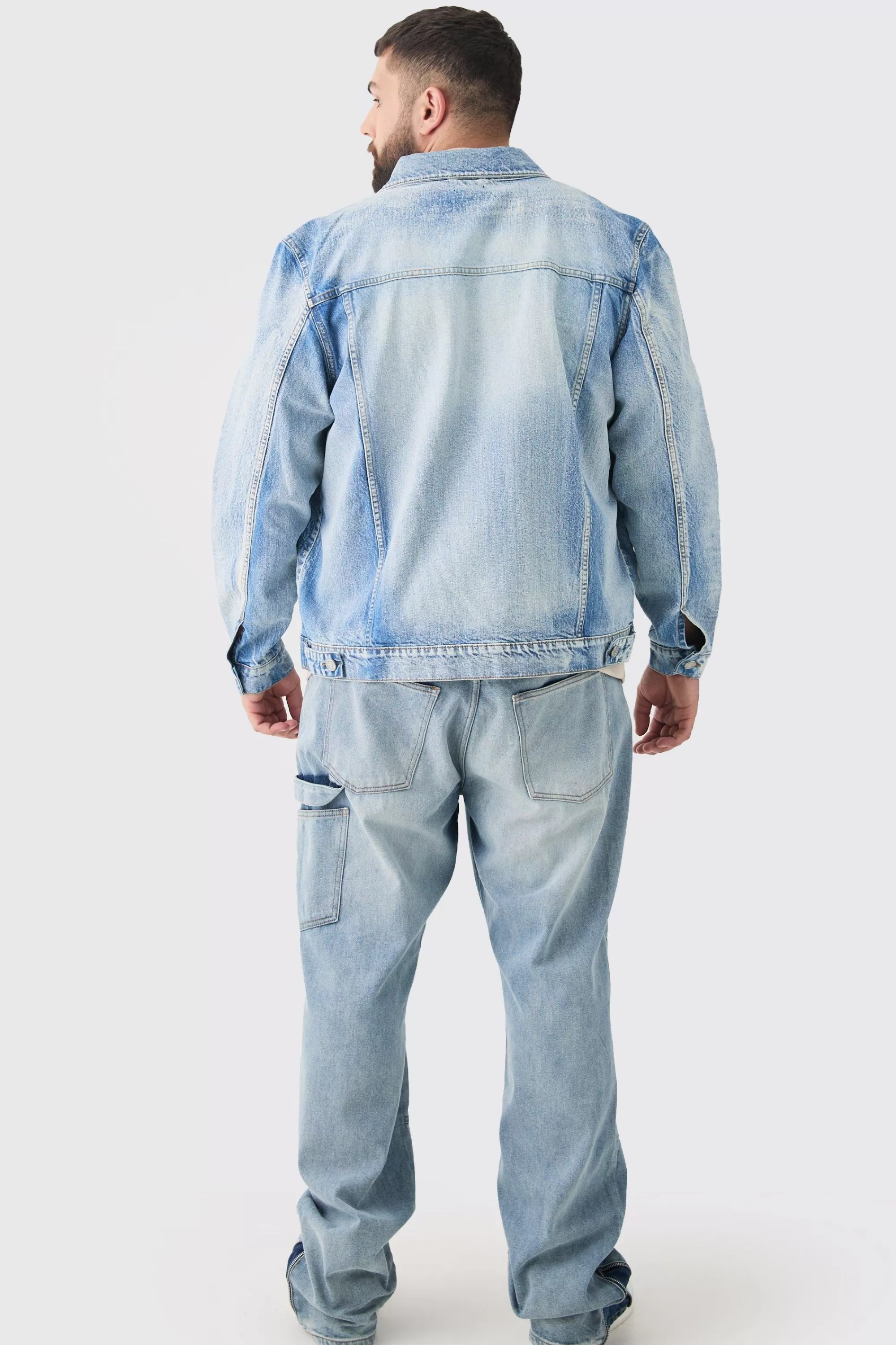 boohooMAN Plus Renaissance Panel Denim Jacket | UK