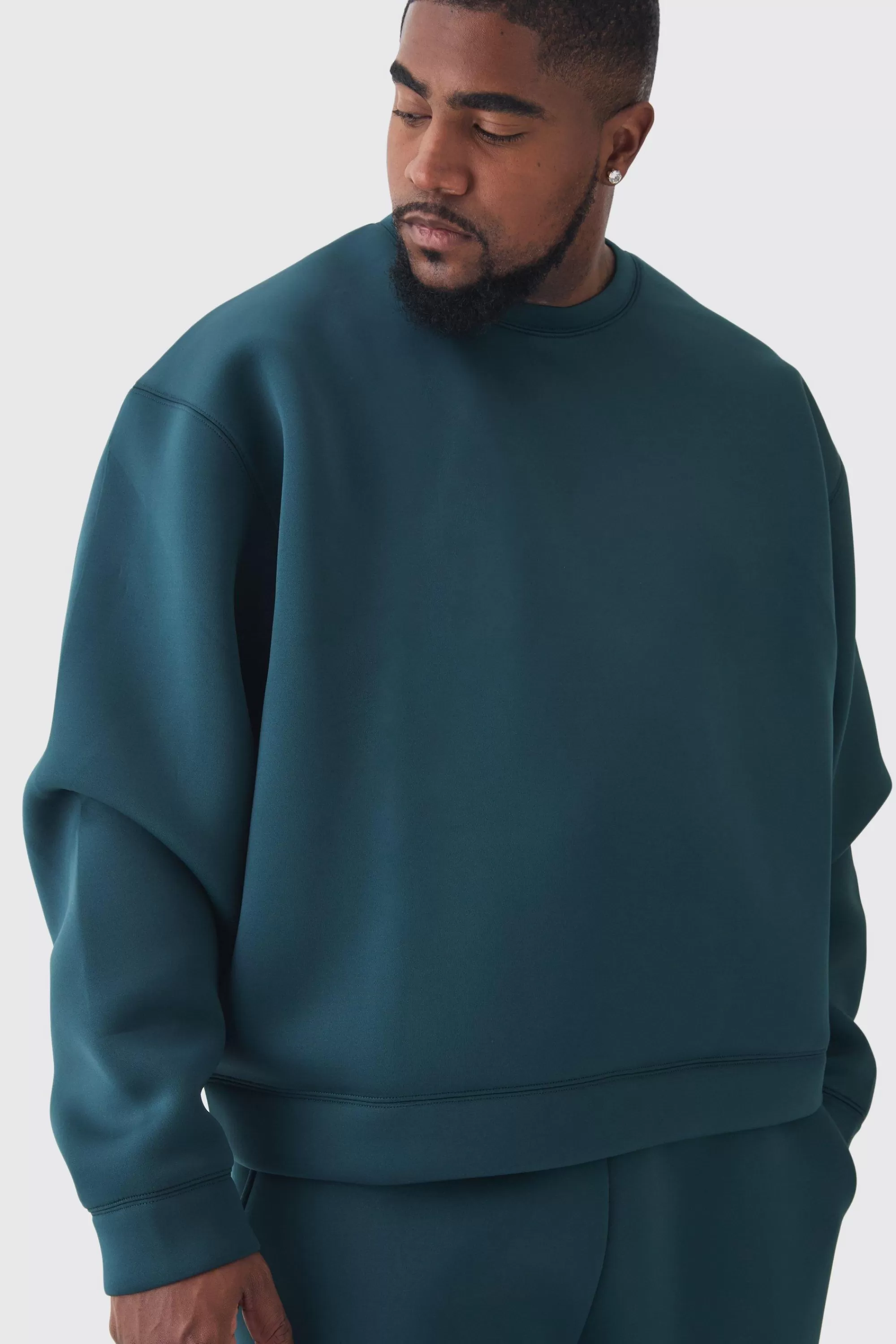 boohooMAN Plus Scuba Oversized Sweat | UK