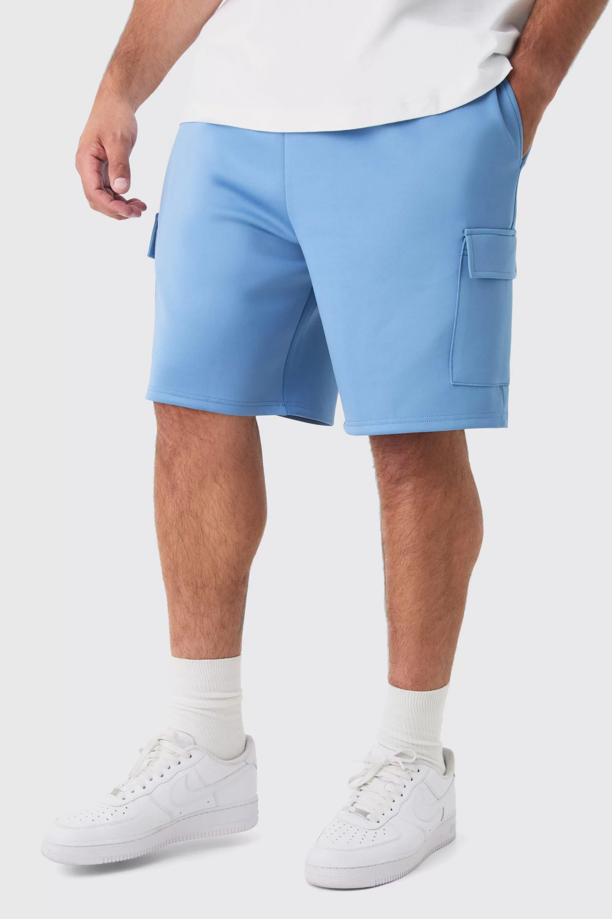 boohooMAN Plus Scuba Relaxed Cargo Shorts | UK