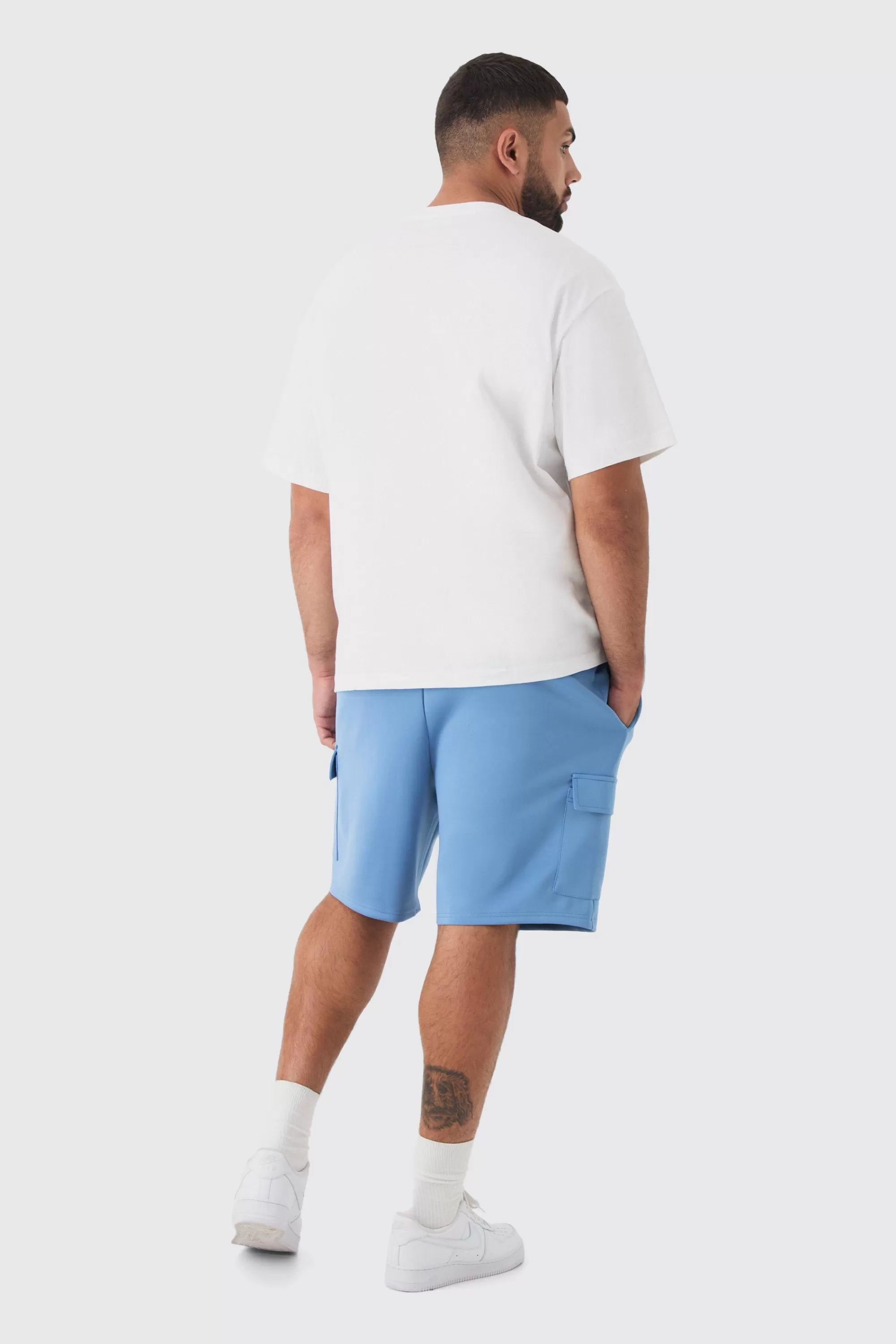 boohooMAN Plus Scuba Relaxed Cargo Shorts | UK