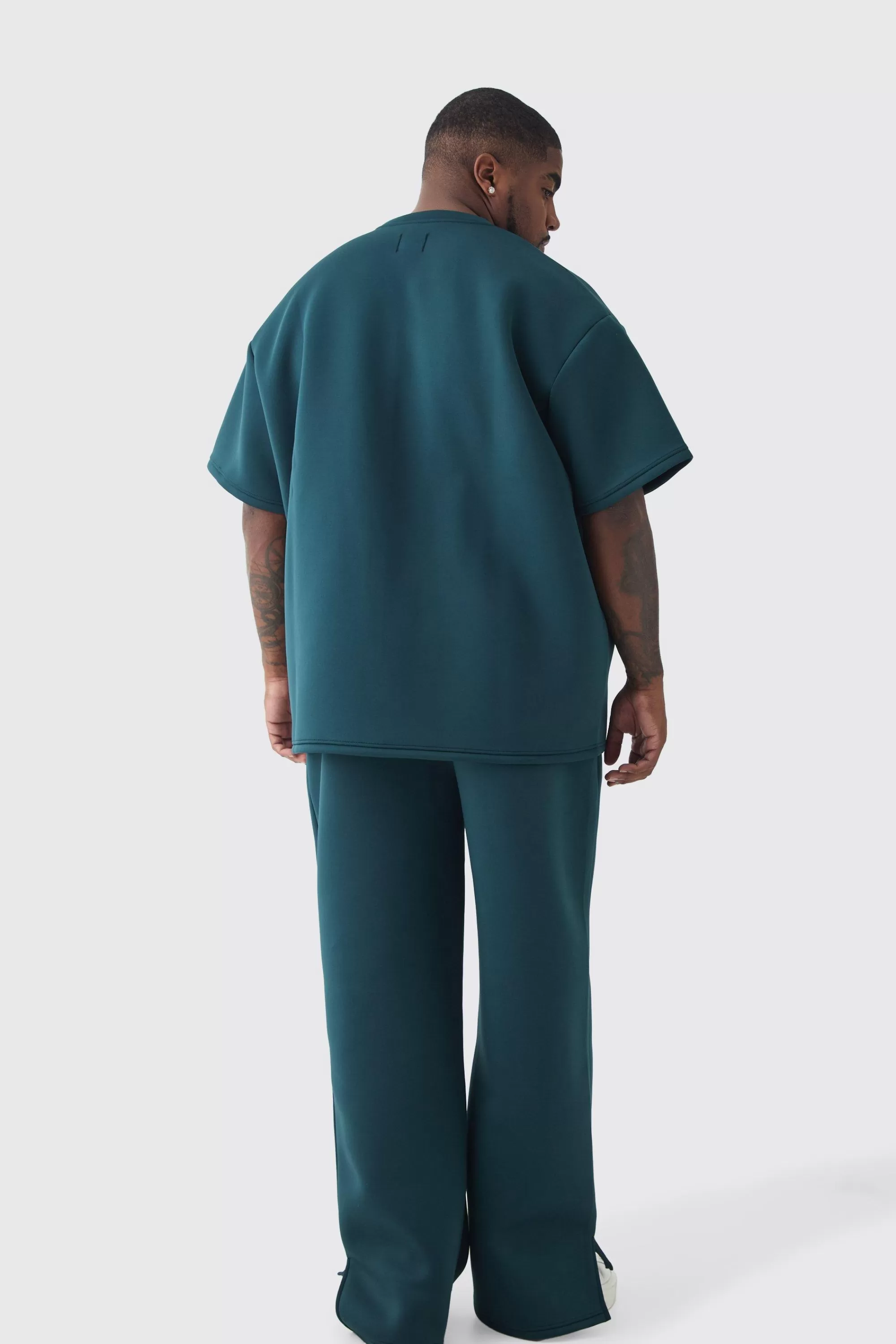 boohooMAN Plus Scuba Split Hem Joggers | UK