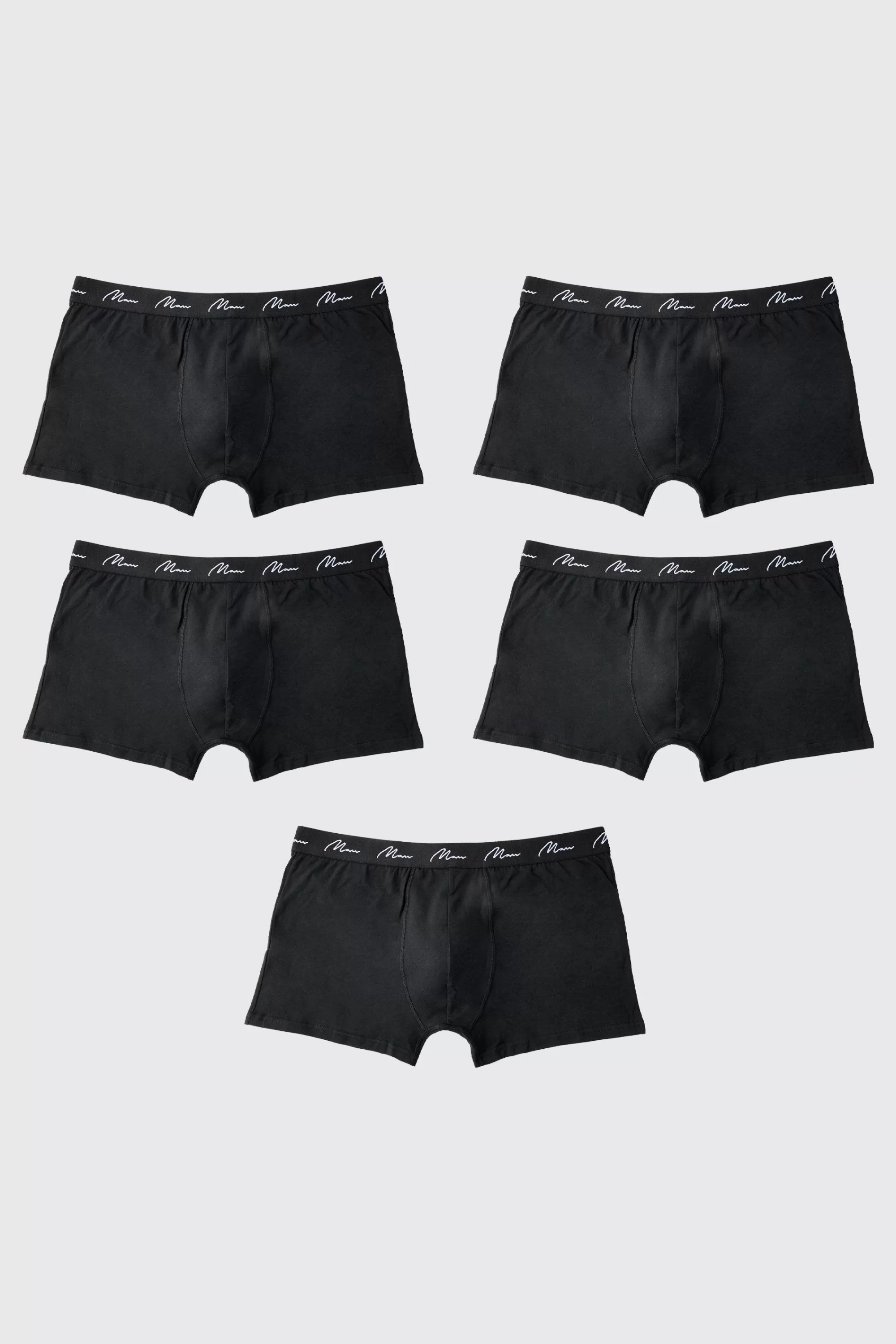 boohooMAN Plus Size 5 Pack Man Script Boxers | UK