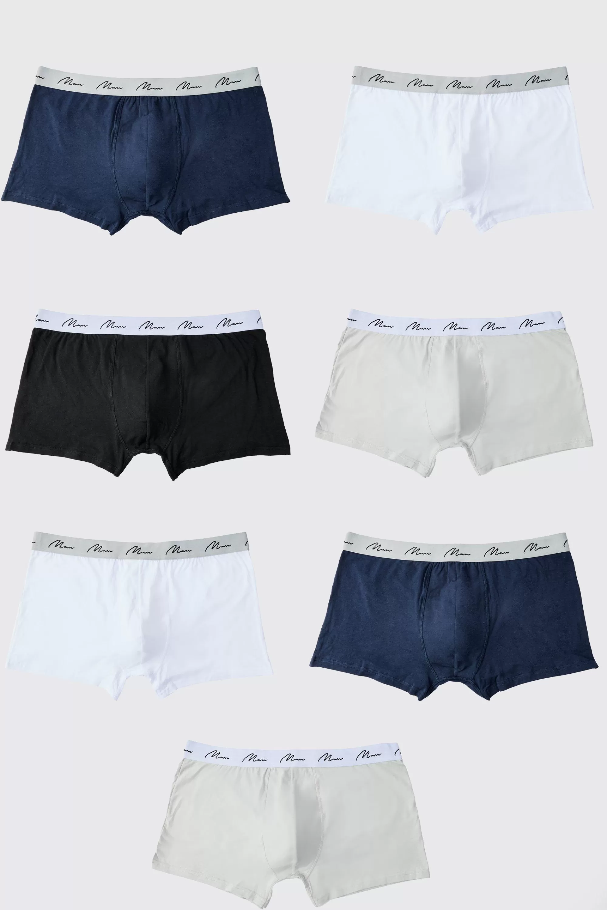 boohooMAN Plus Size 7 Pack Man Script Mixed Boxers | UK