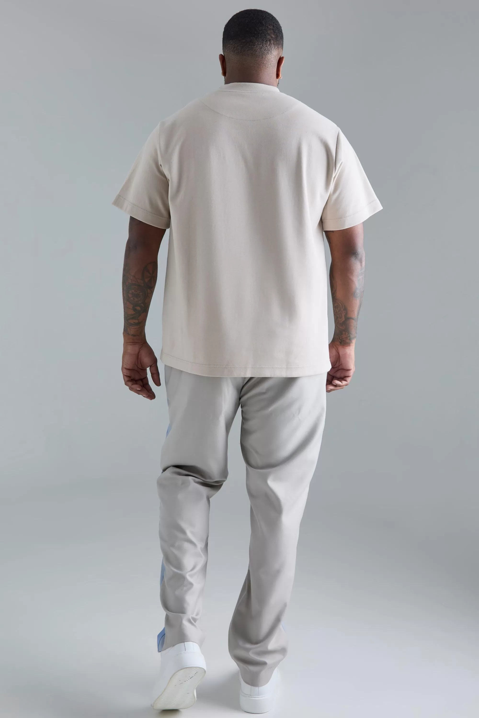 boohooMAN Plus Skinny Fit Colour Block Panel Suit Trouser | UK
