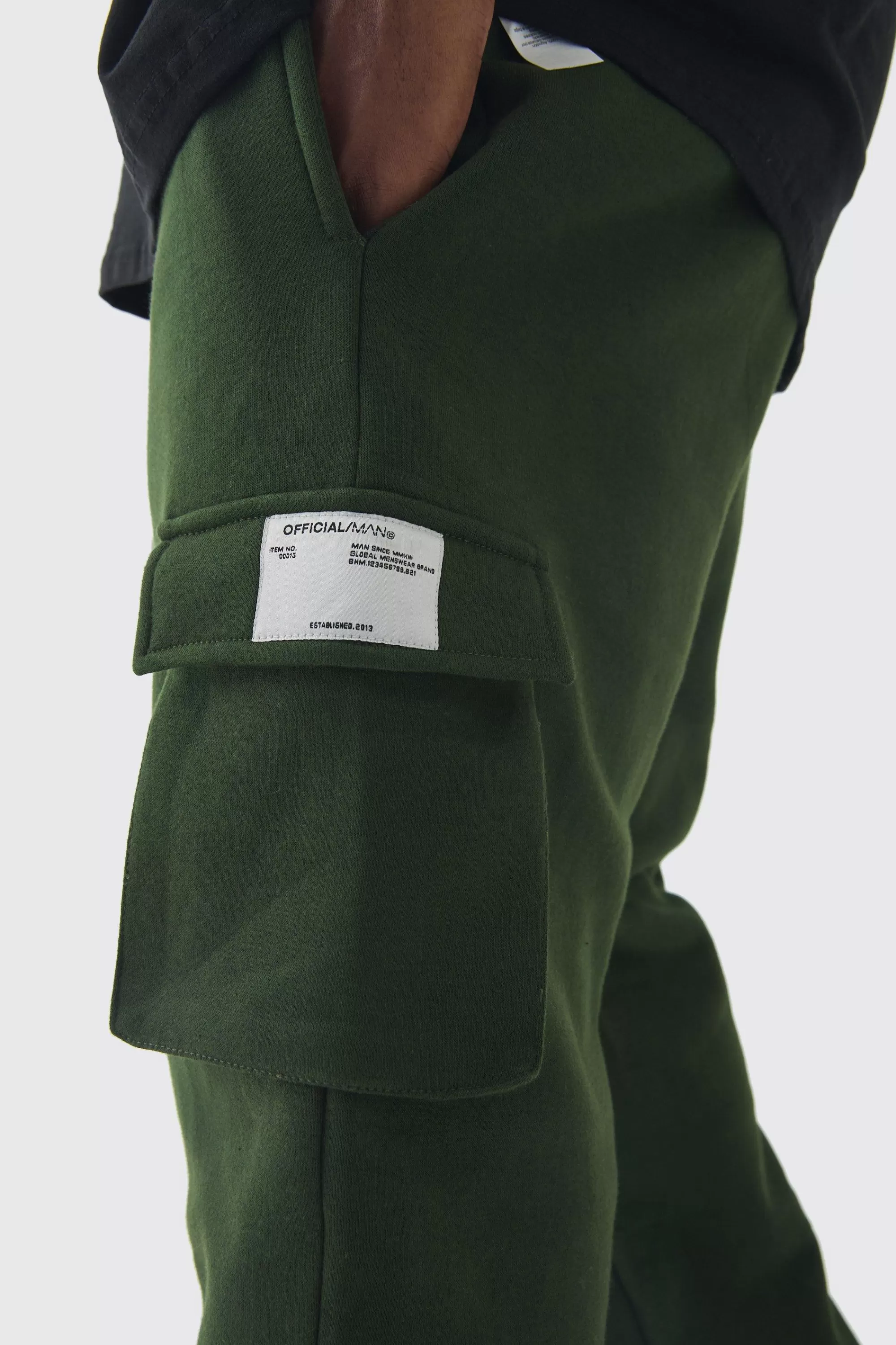 boohooMAN Plus Skinny Fit Extreme Stacked Woven Tab Cargo Jogger | UK