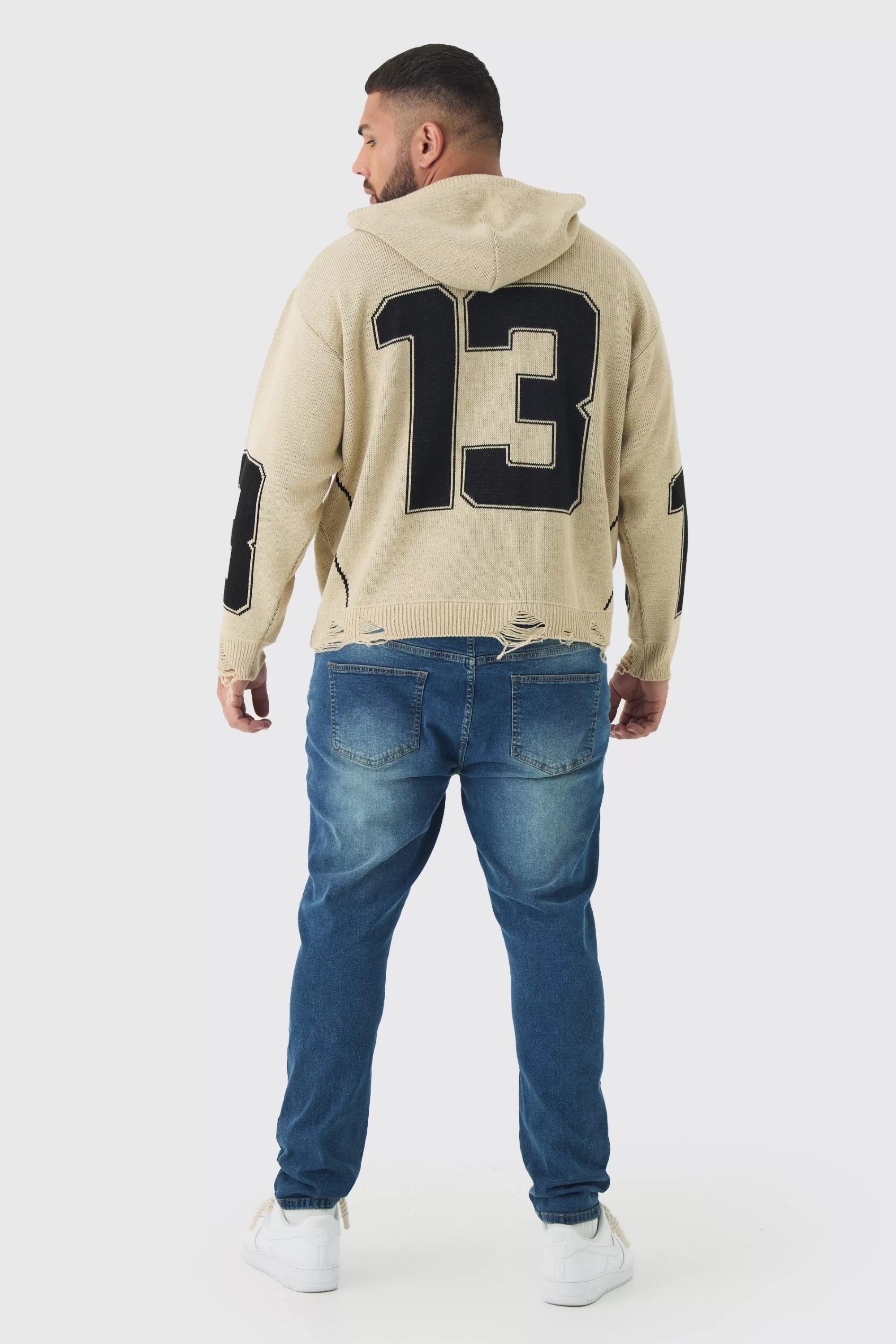 boohooMAN Plus Skinny Jeans With All Over Rips | UK
