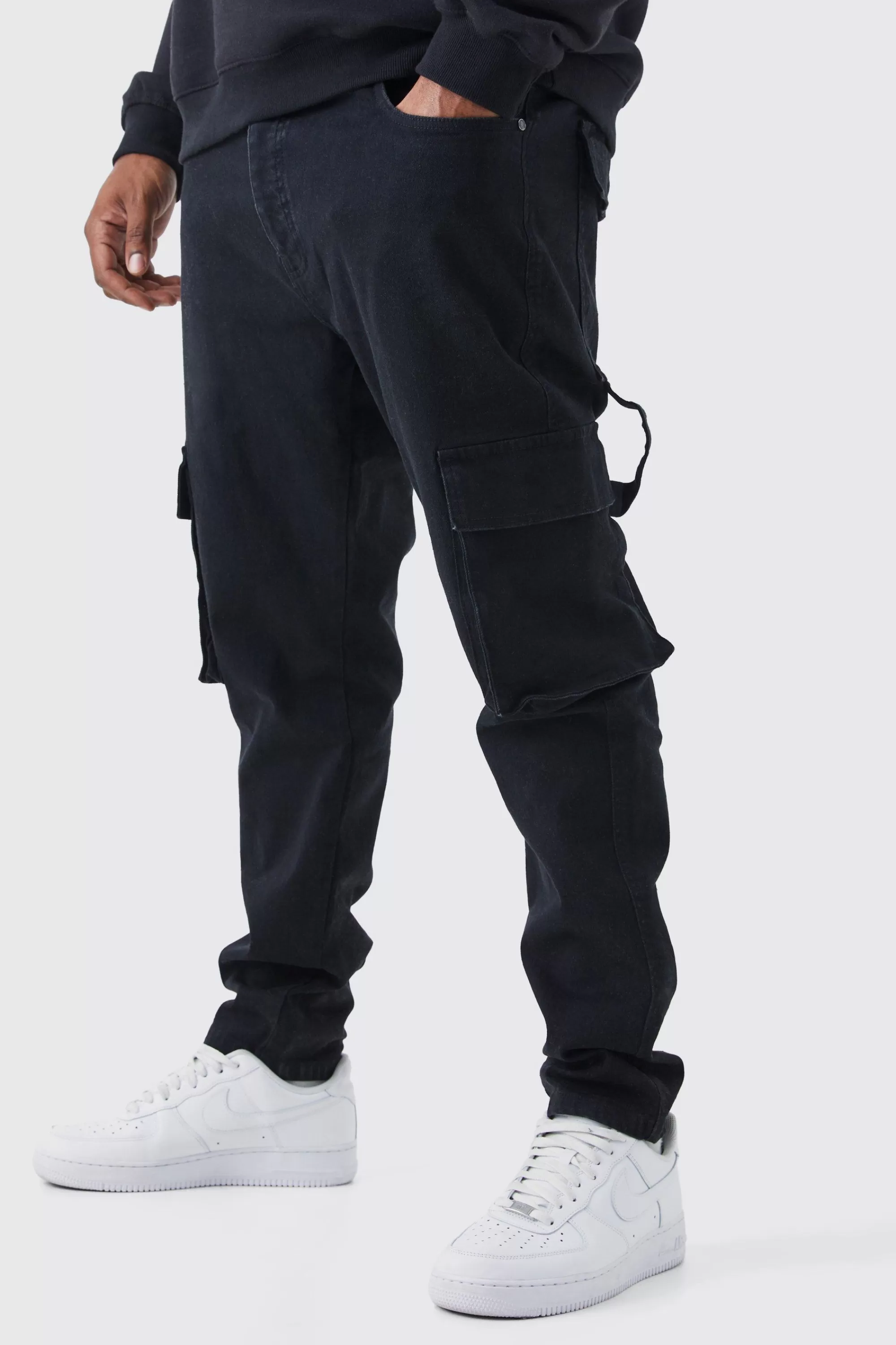 boohooMAN Plus Skinny Stretch Carpenter Cargo Jean | UK