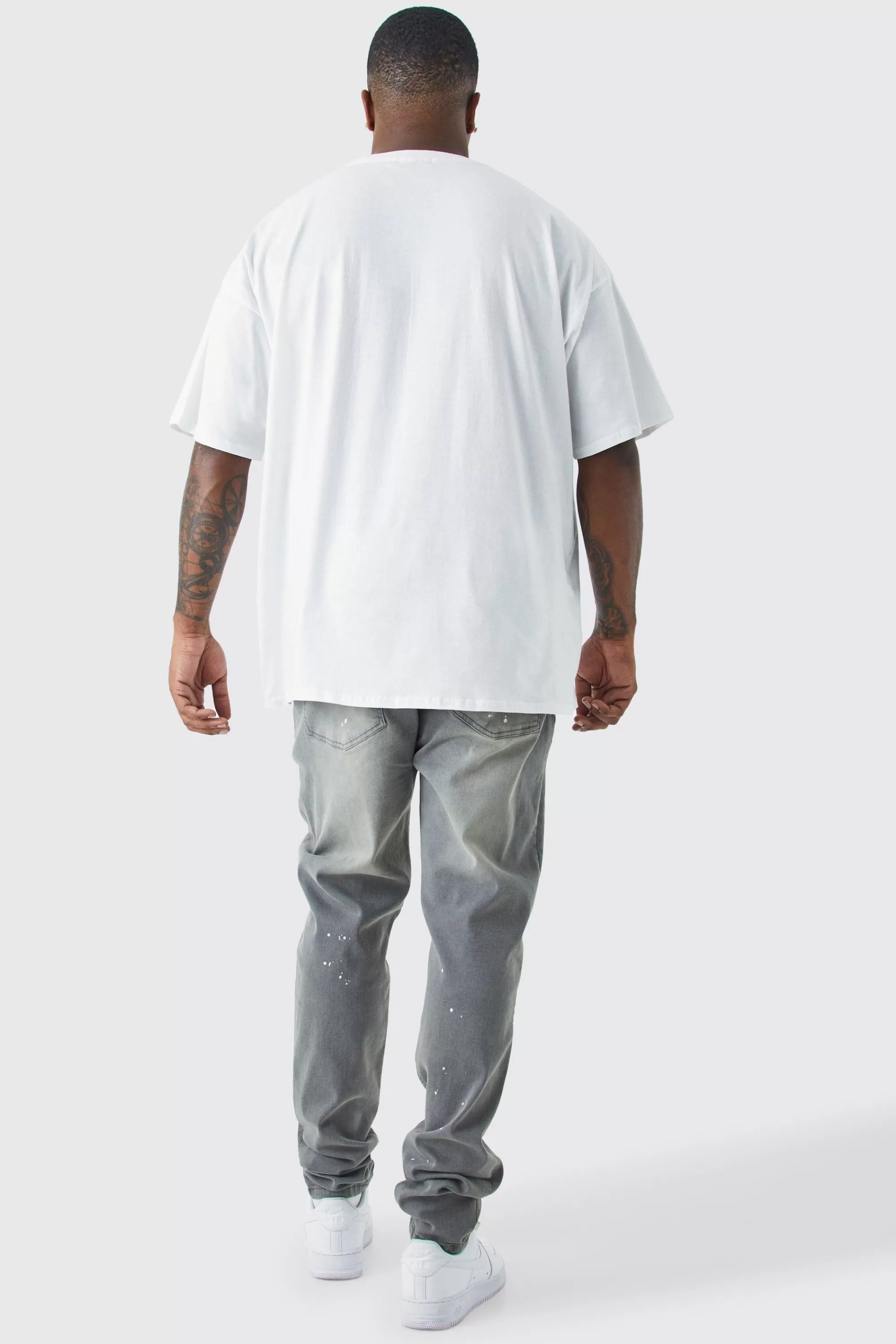 boohooMAN Plus Skinny Stretch Stacked Tinted Jeans | UK