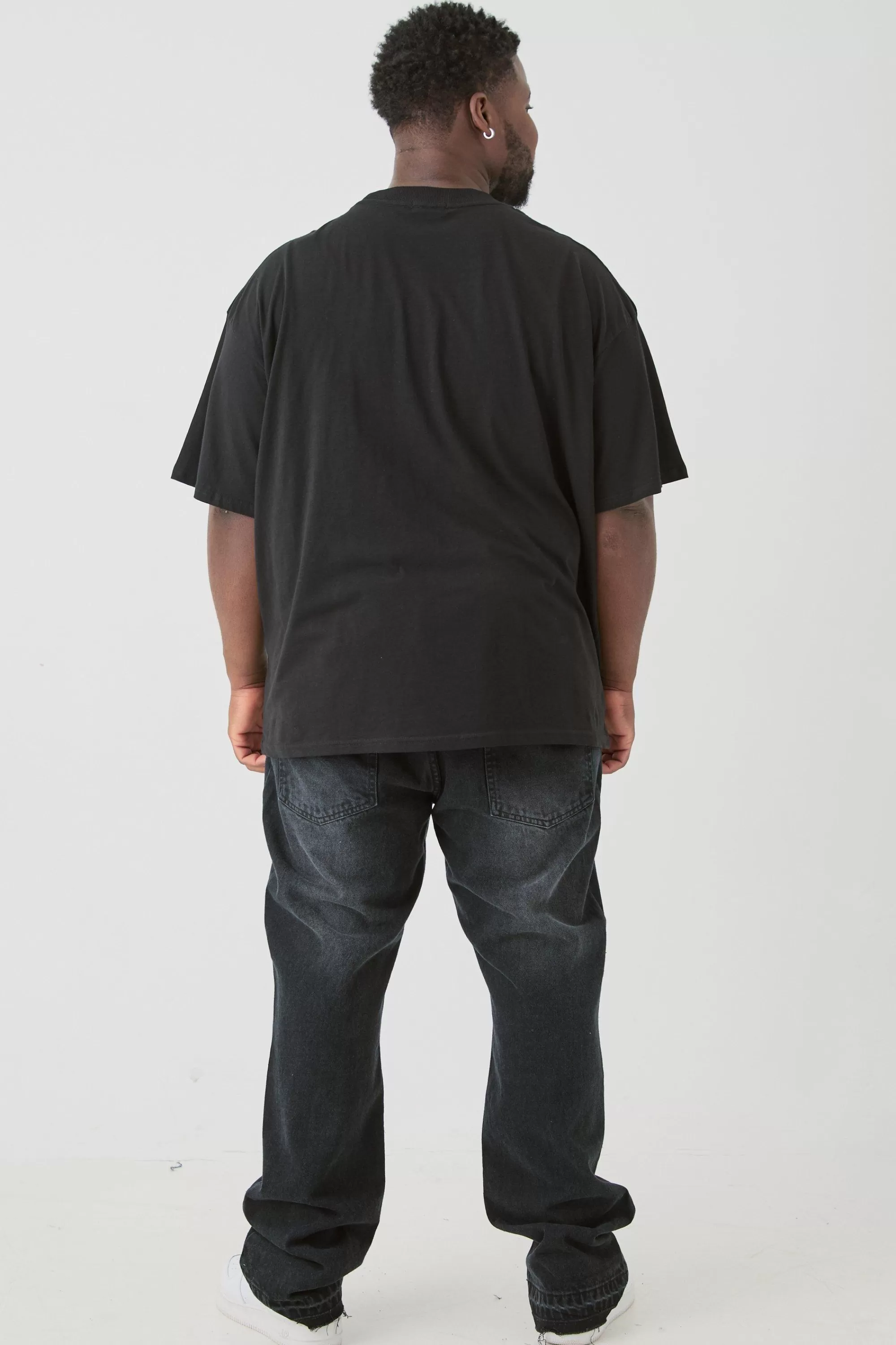 boohooMAN Plus Slim Rigid Flare Cross Applique Jean | UK