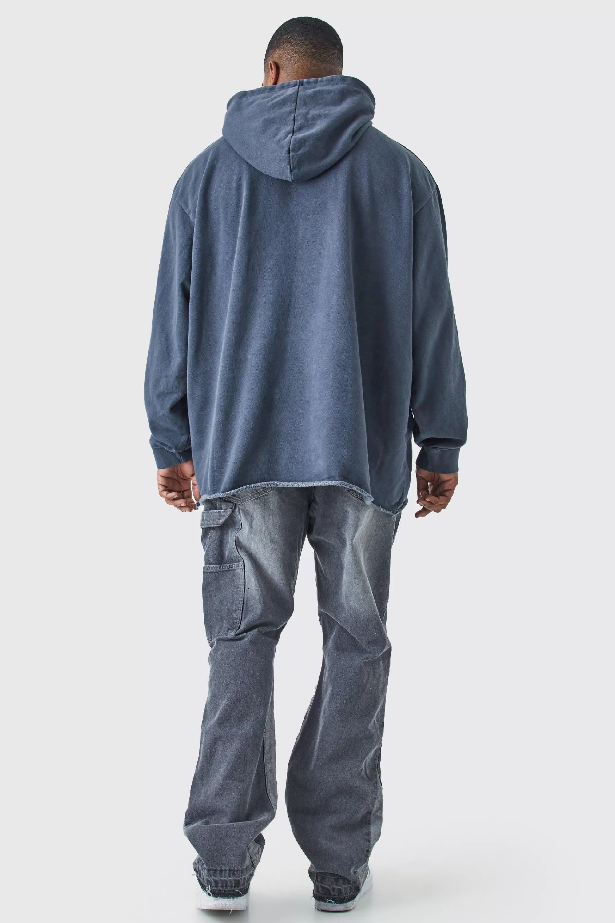 boohooMAN Plus Slim Rigid Flare Gusset Jeans | UK