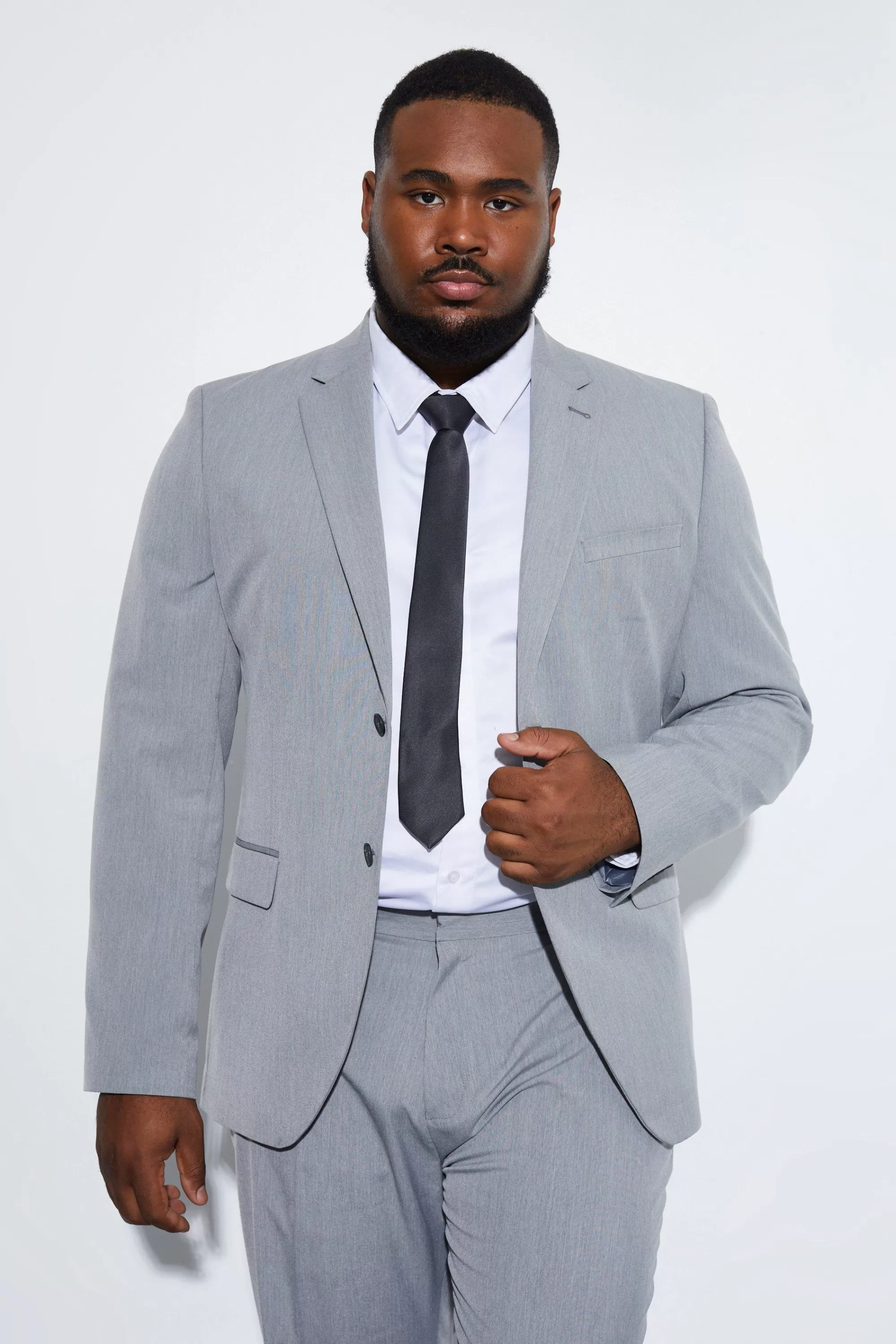 boohooMAN Plus Slim Single Breasted Suit Jacket | UK