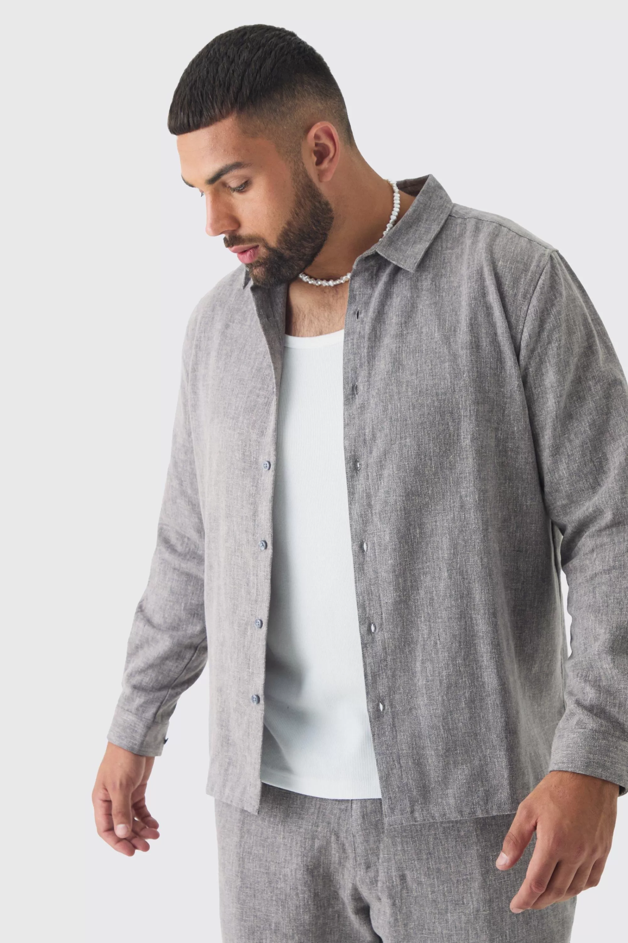 boohooMAN Plus Smart Shirt Set In | UK