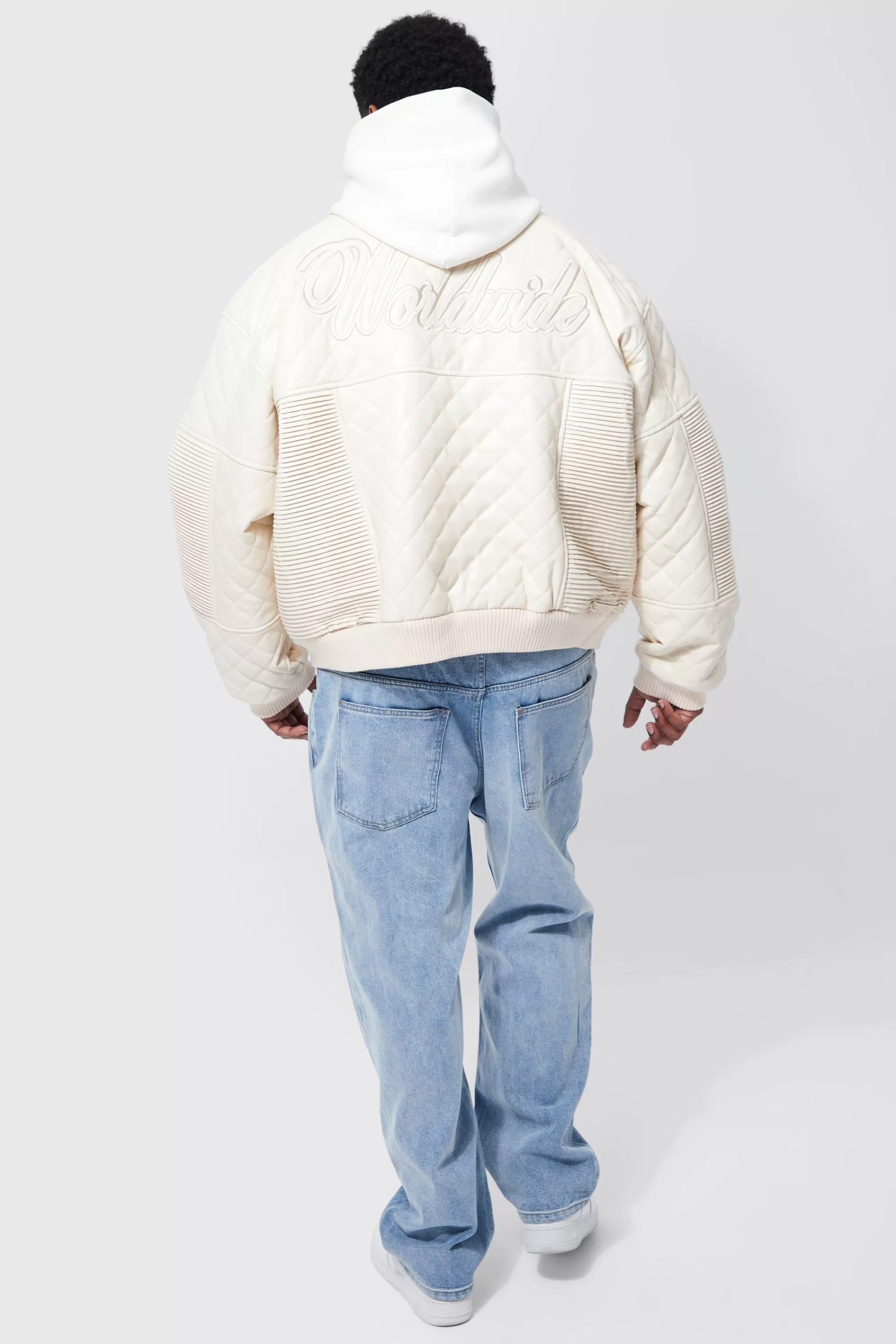 boohooMAN Plus Straight Leg Dove Applique Jean | UK