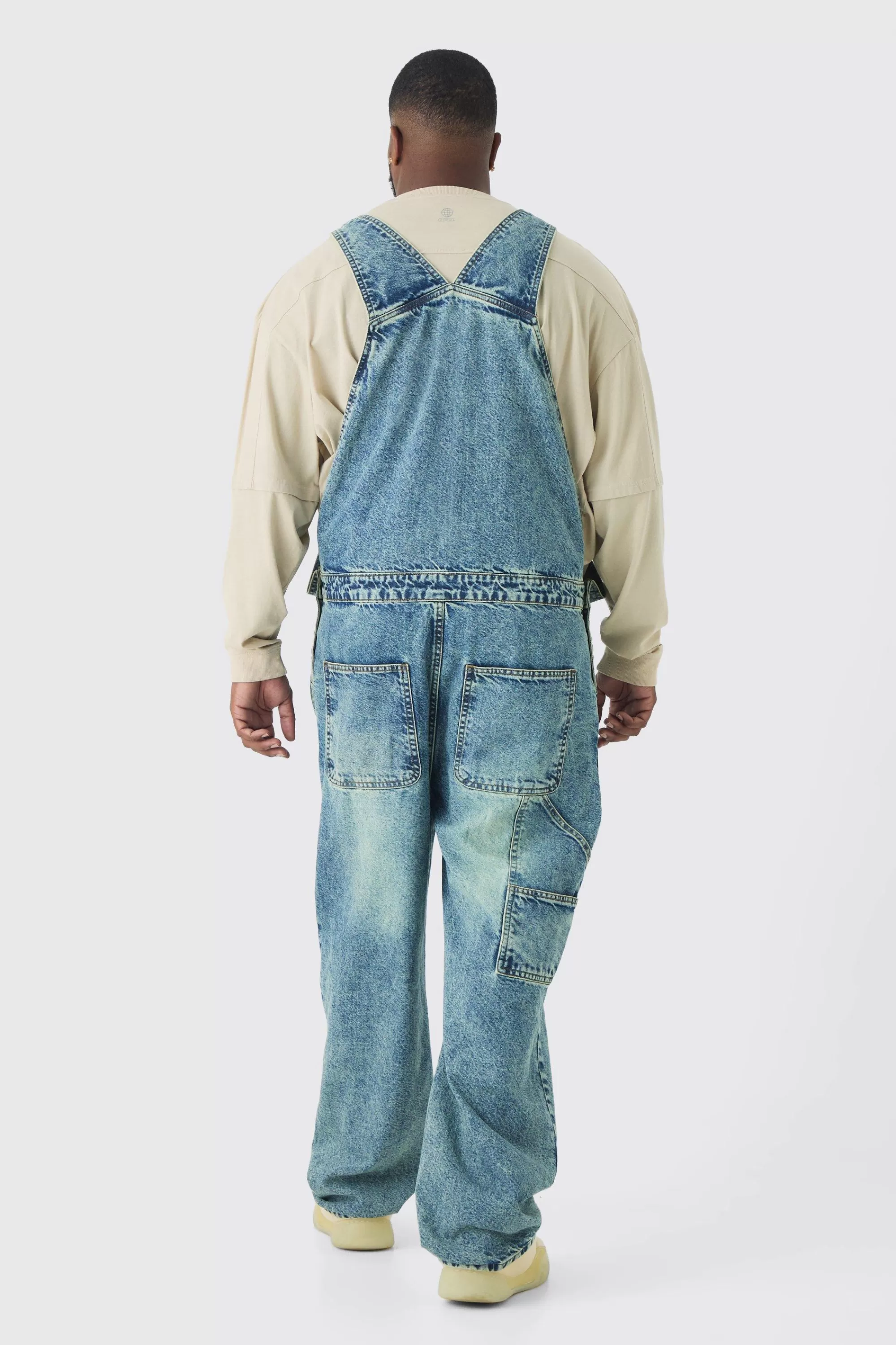 boohooMAN Plus Straight Leg Dungaree | UK