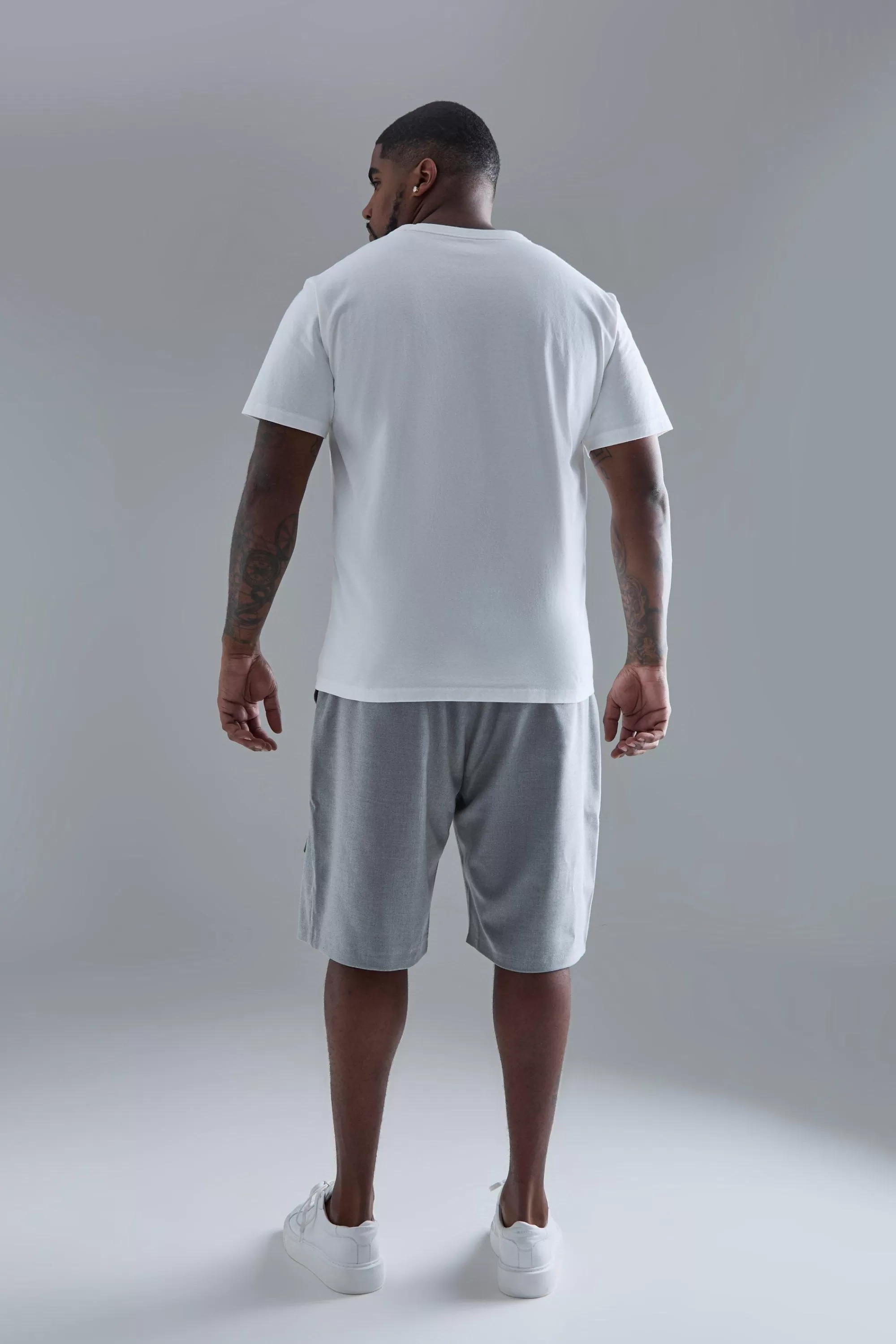 boohooMAN Plus Tailored Drop Cargo Shorts | UK
