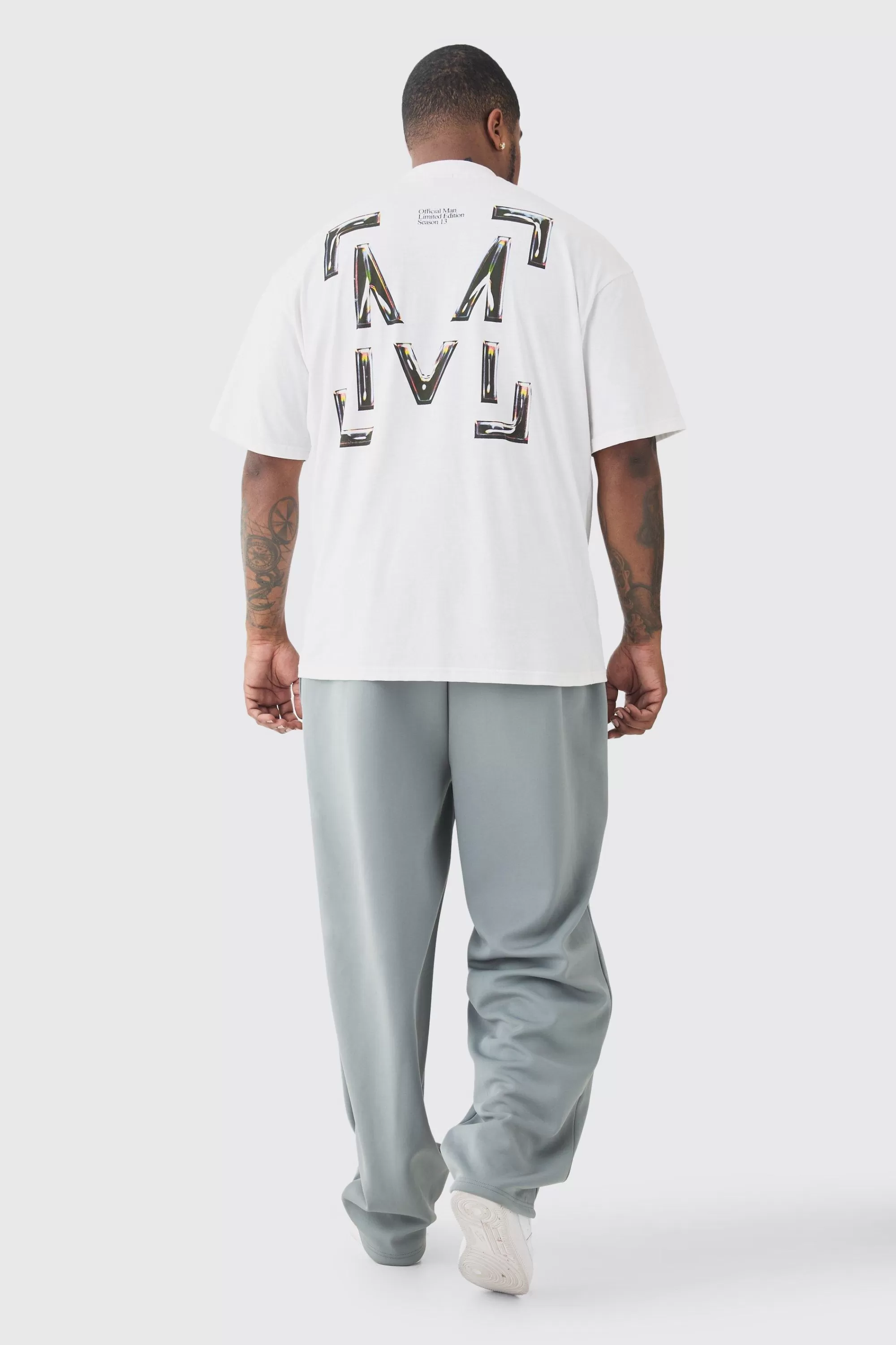 boohooMAN Plus Tricot Pin Tuck Relaxed Fit Trousers | UK