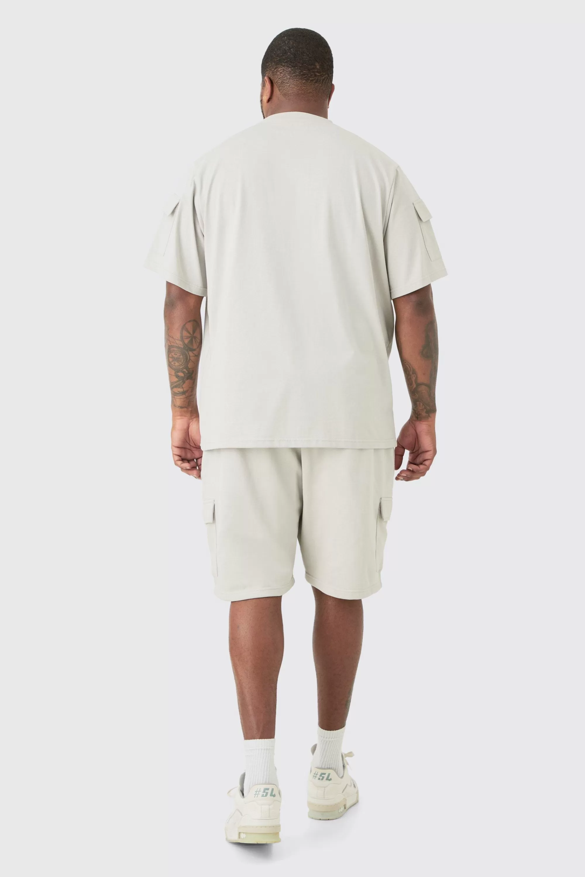 boohooMAN Plus Utility Pocket T-shirt & Cargo Short Set | UK