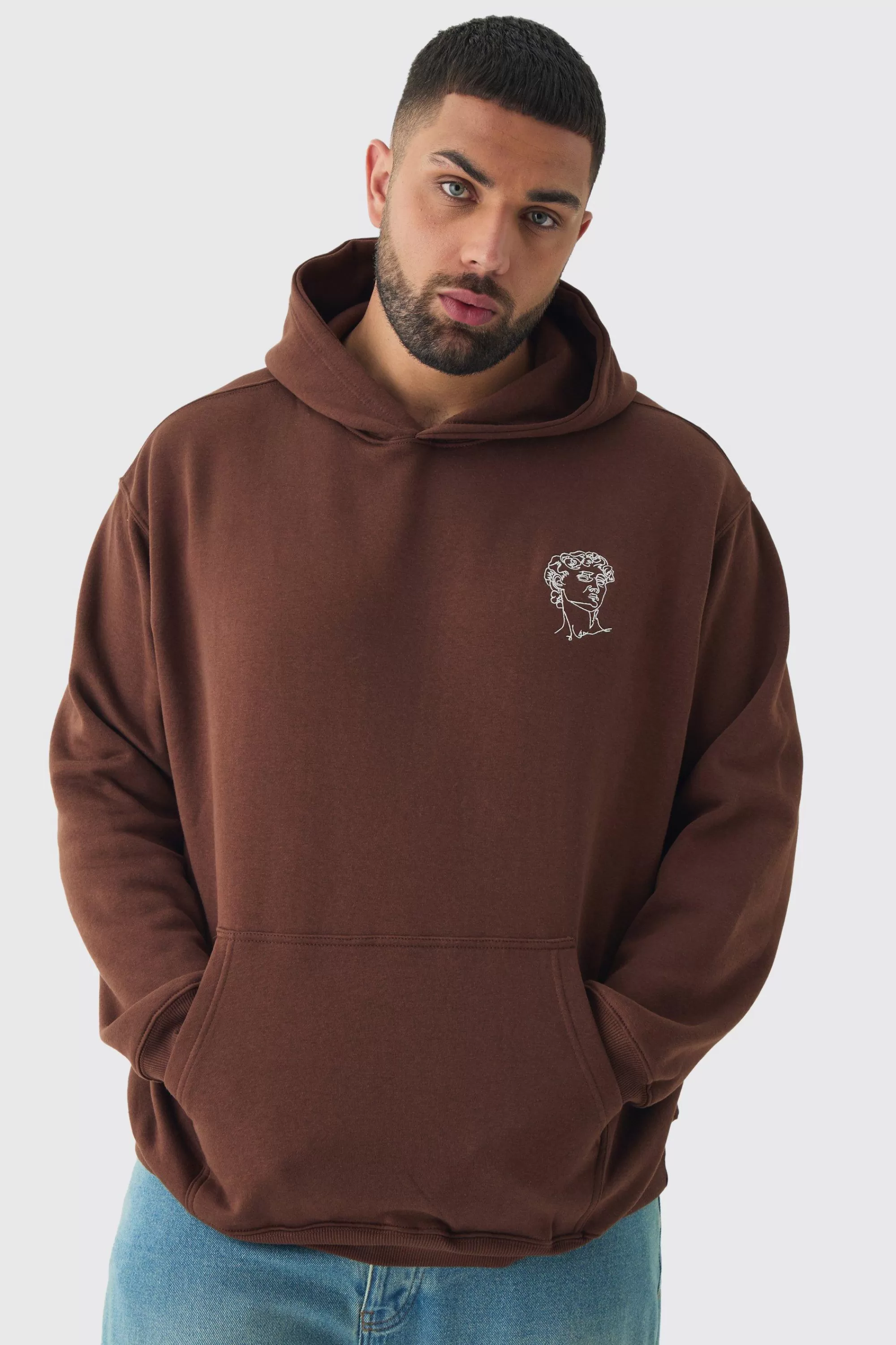 boohooMAN Plus Washed Floral Embroidered T-Shirt | UK