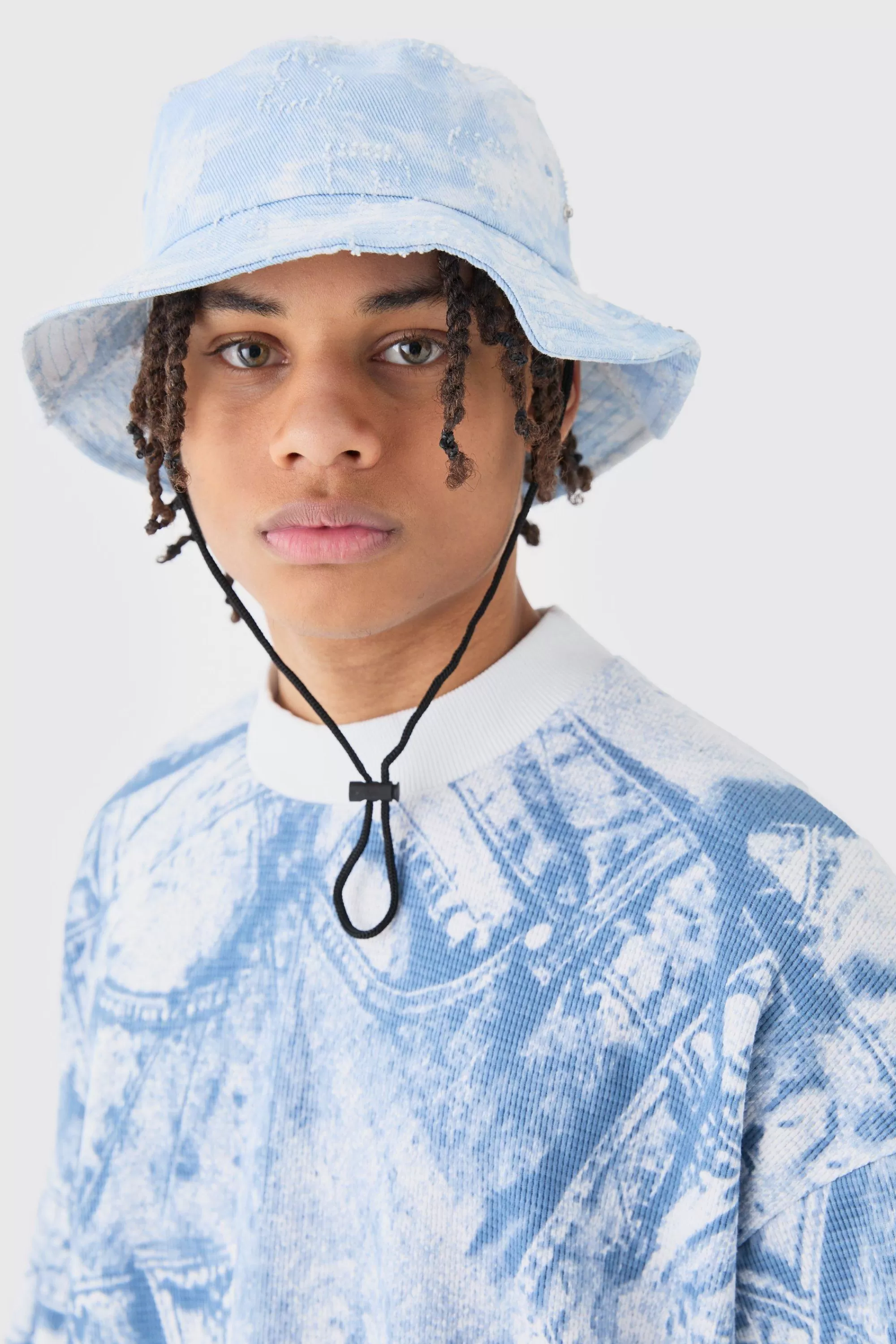 boohooMAN Printed Tie Dye Boonie Hat In | UK