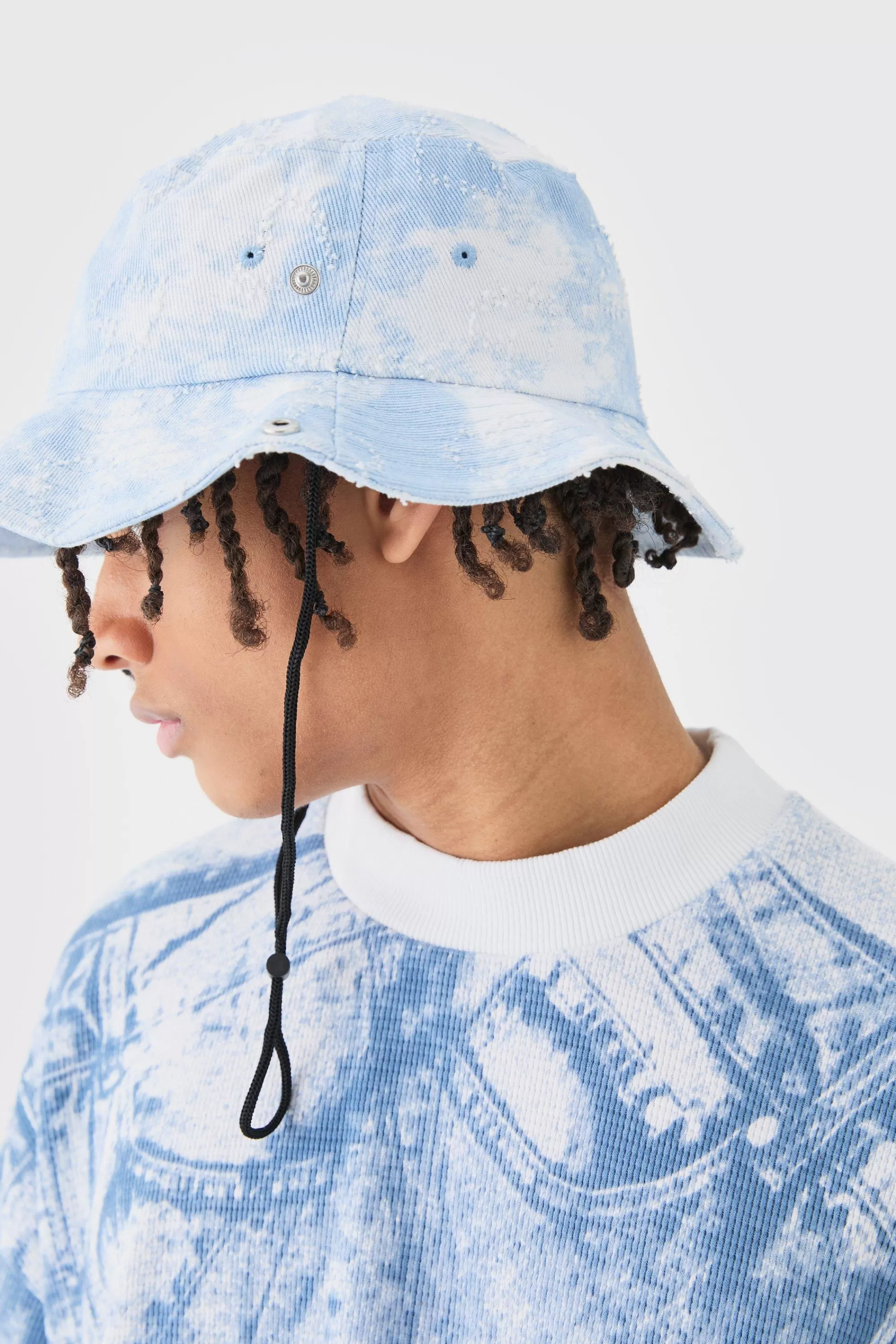 boohooMAN Printed Tie Dye Boonie Hat In | UK