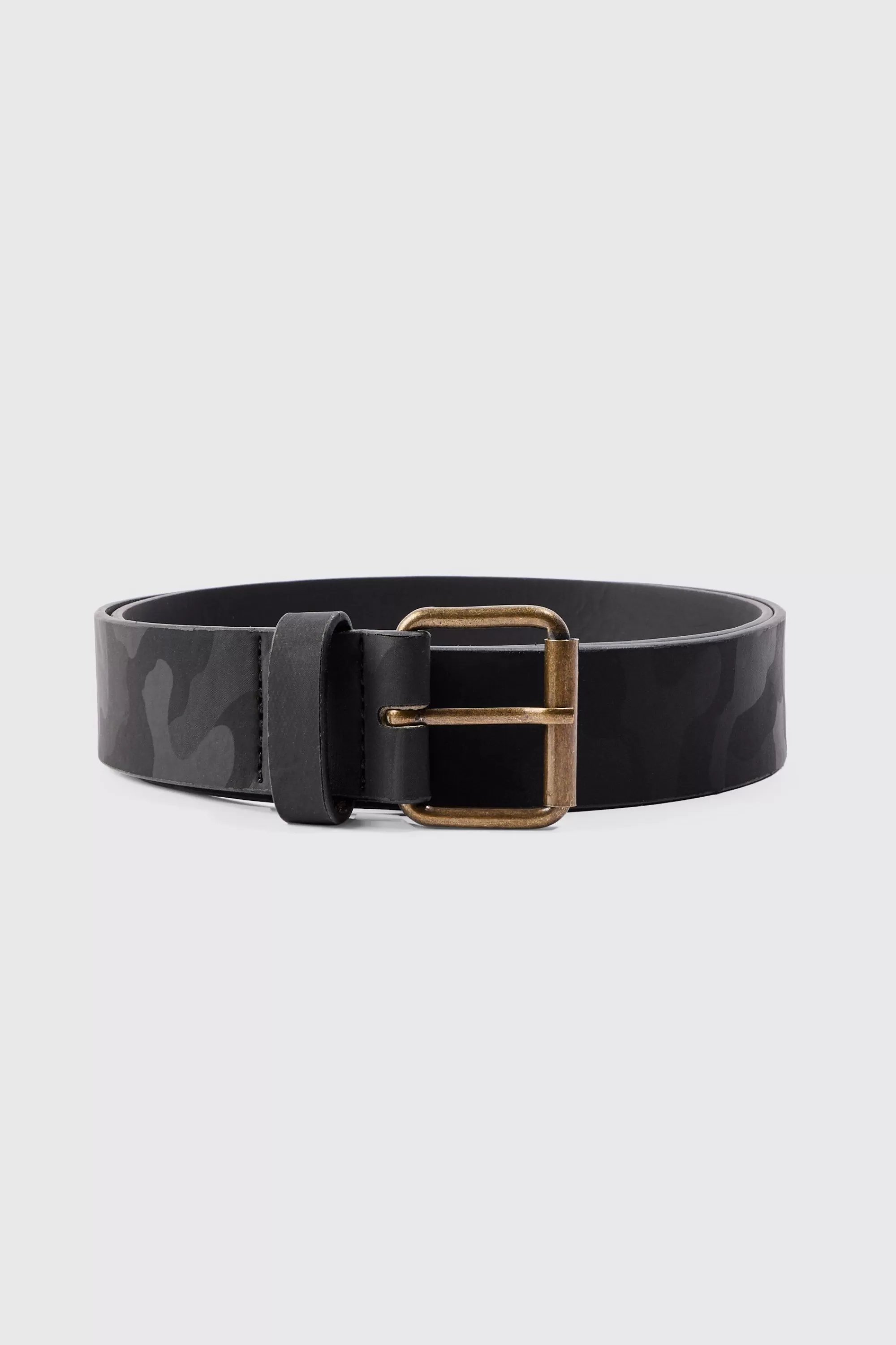 boohooMAN PU Camo Belt In | UK