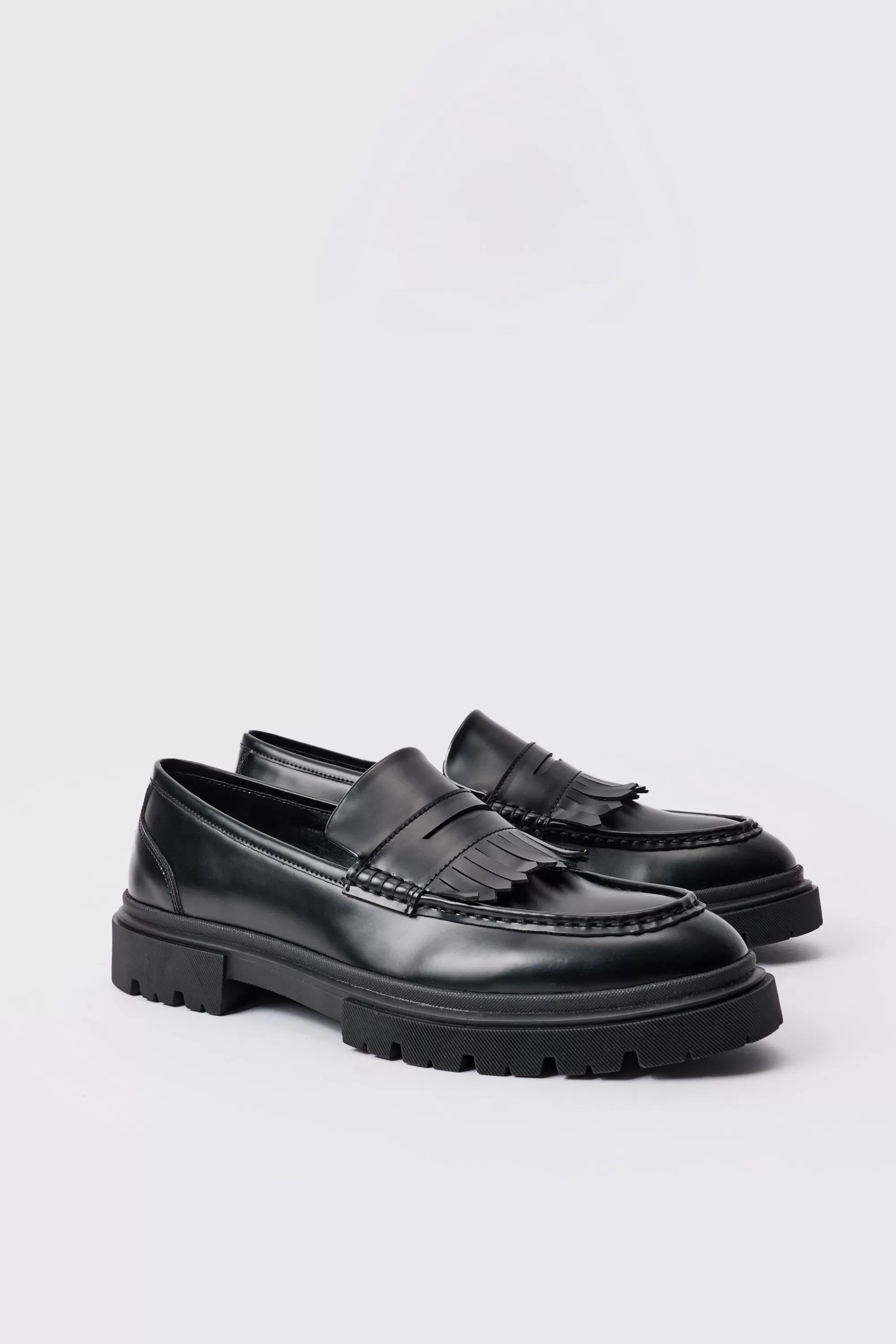 boohooMAN Pu Chunky Sole Tassel Loafer In | UK