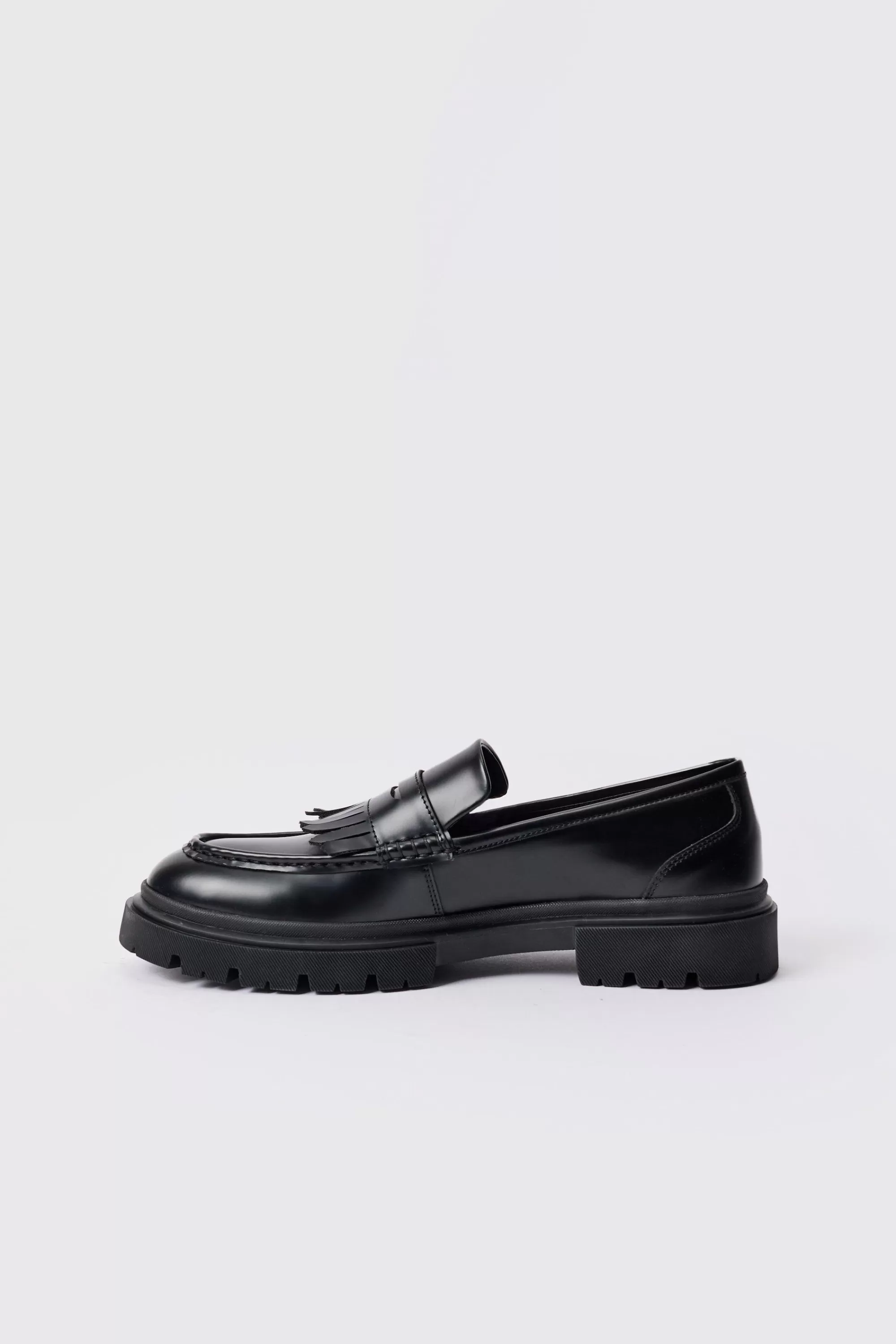 boohooMAN Pu Chunky Sole Tassel Loafer In | UK