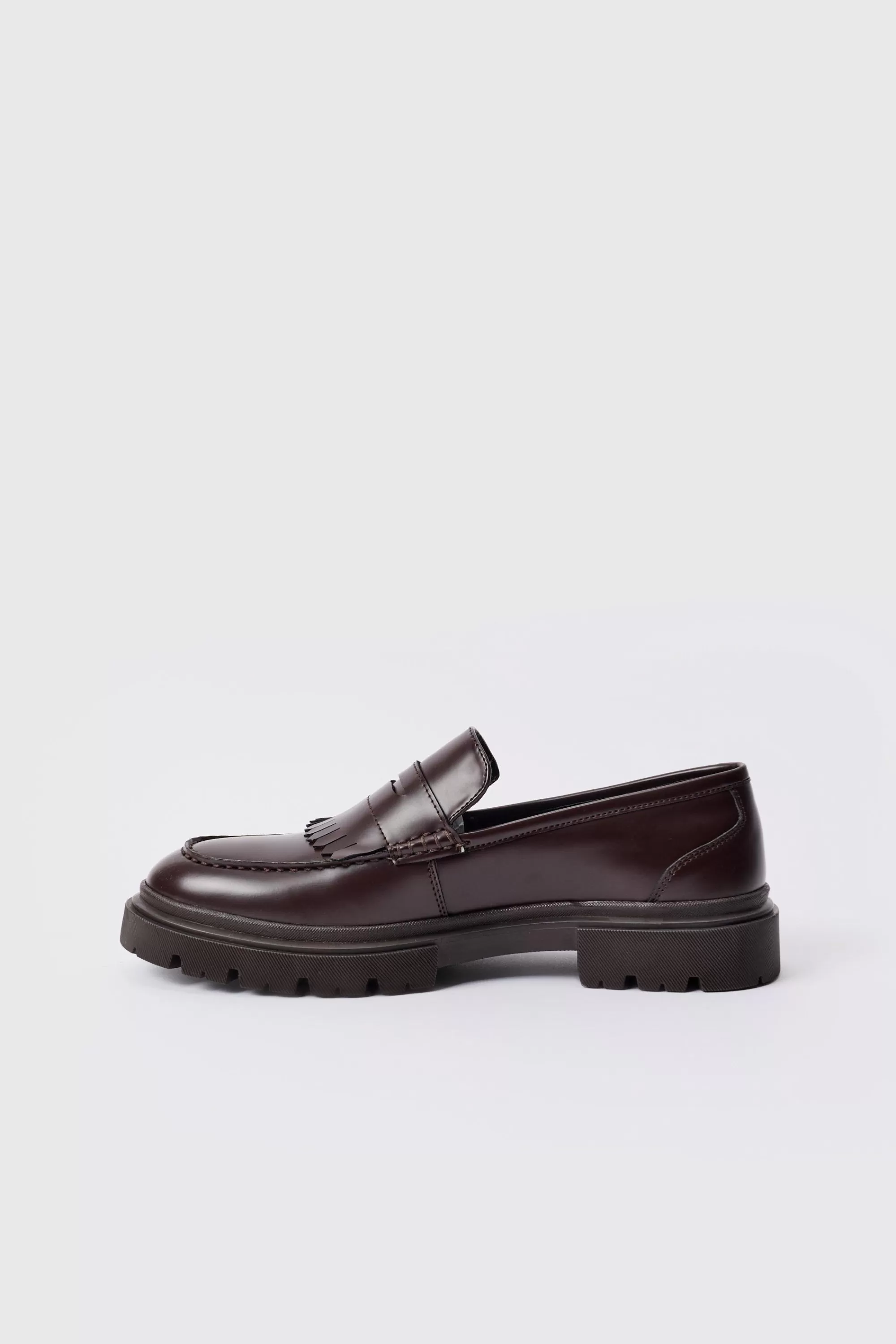 boohooMAN Pu Chunky Sole Tassel Loafer In | UK