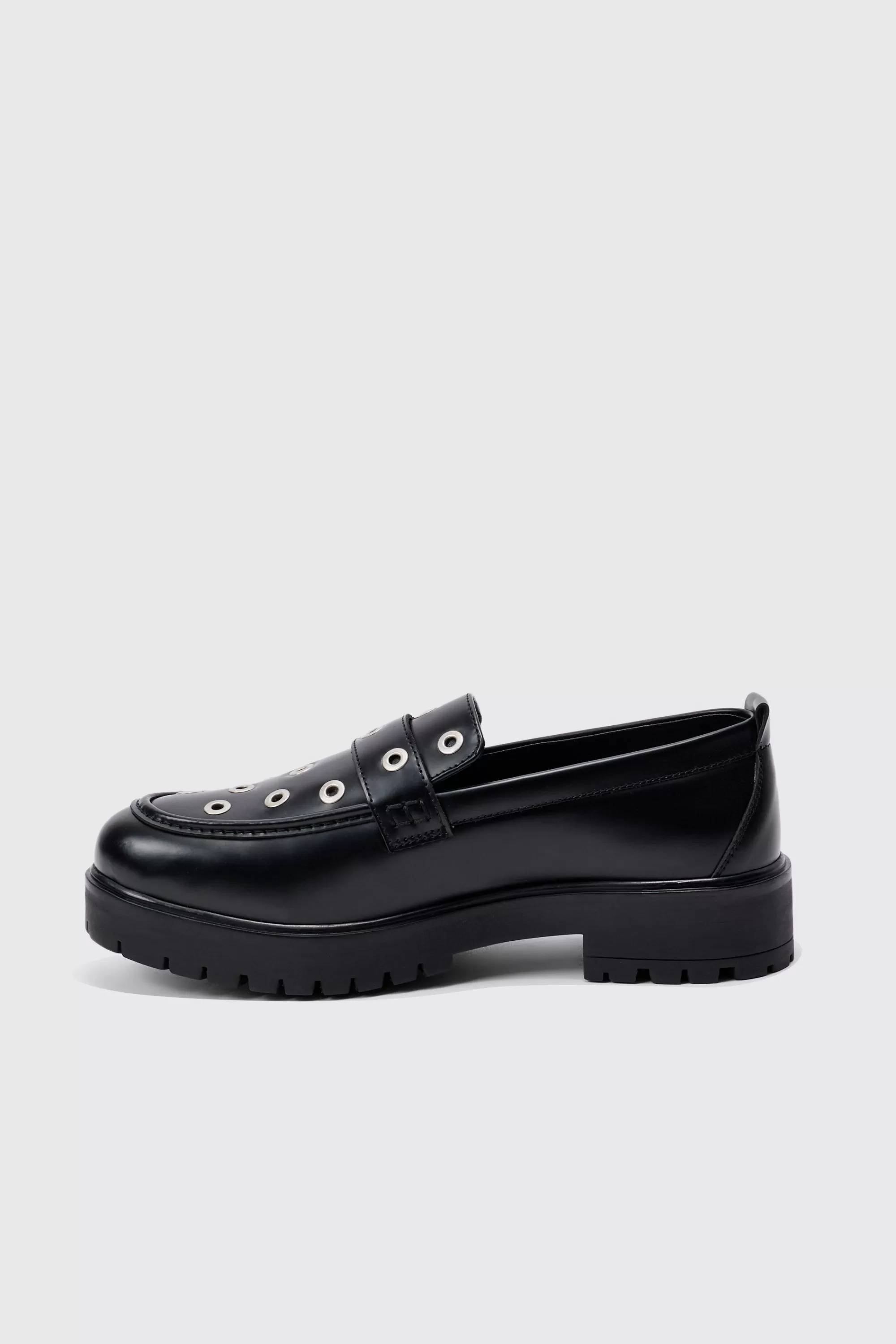 boohooMAN Pu Loafer With Eyelet Detail In | UK
