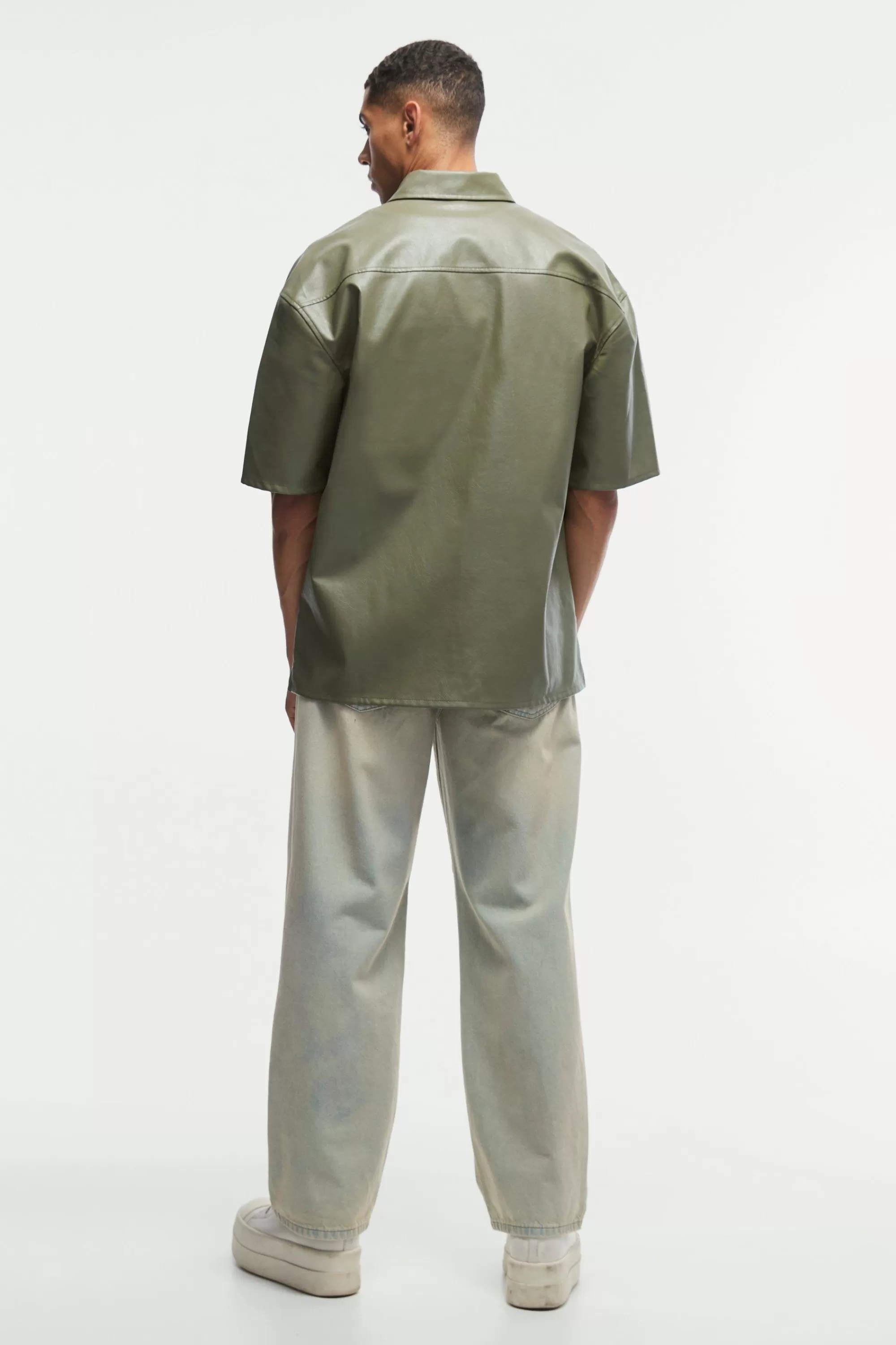 boohooMAN Pu Oversized Boxy Shirt | UK