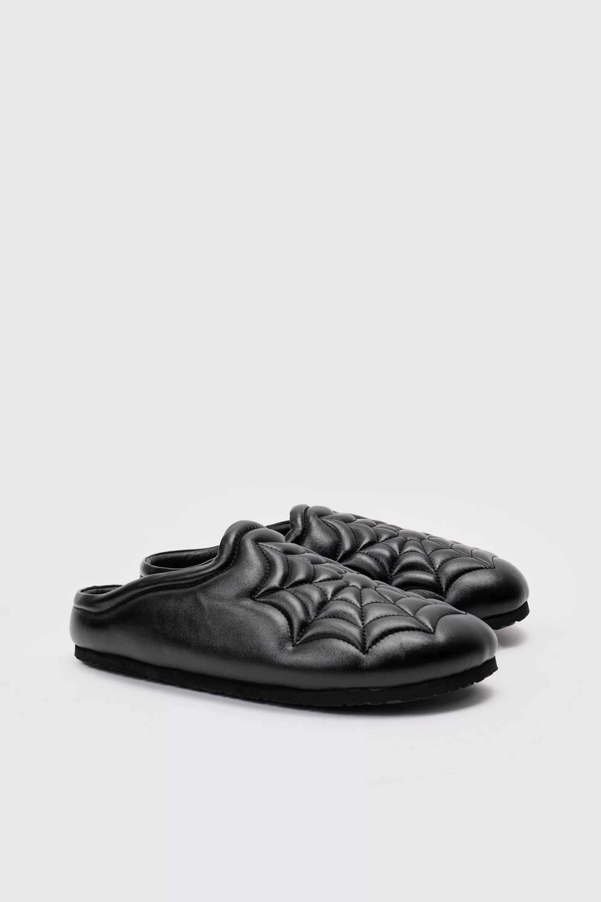 boohooMAN PU Padded Spiderweb Mule In | UK