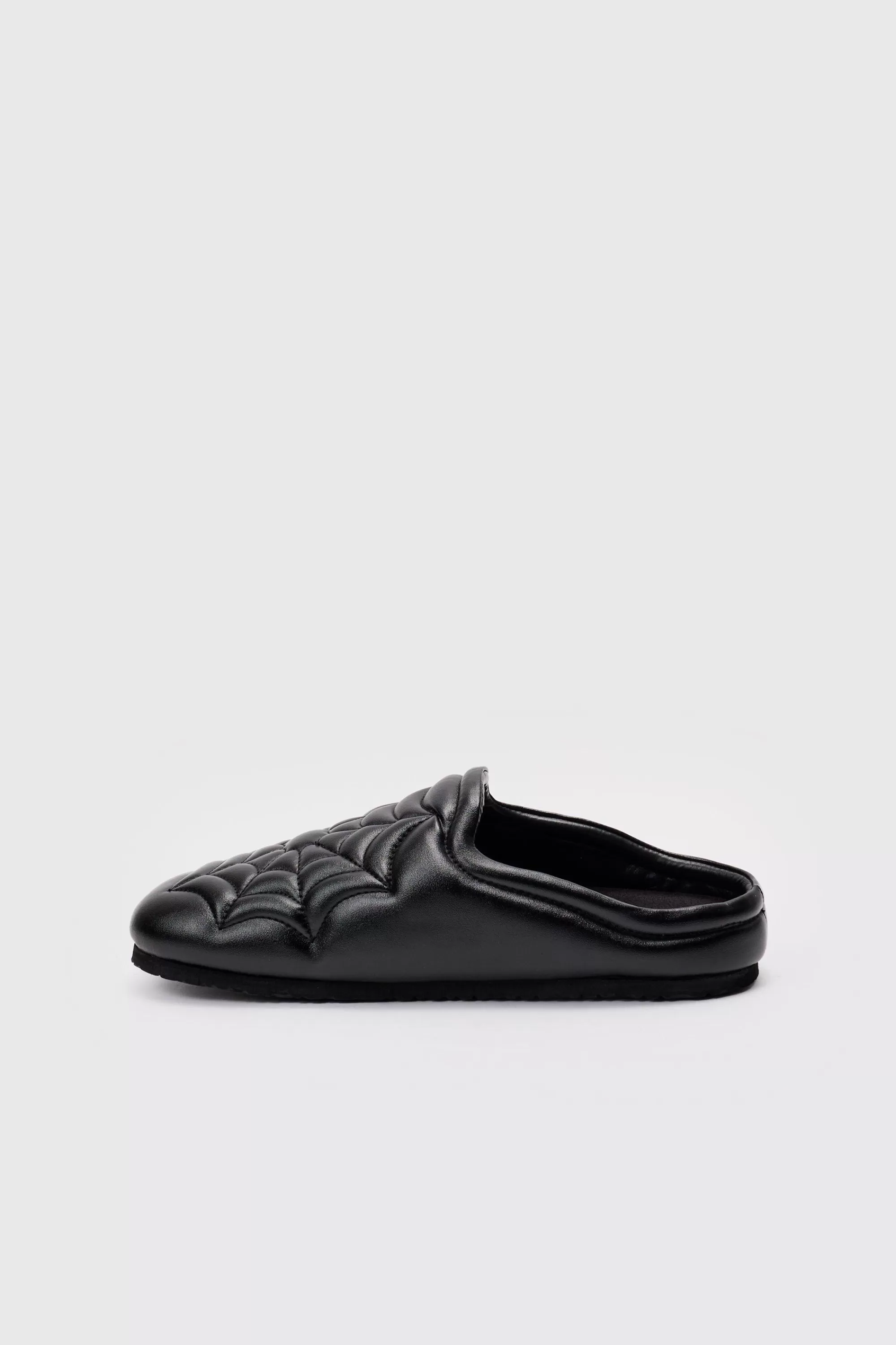 boohooMAN PU Padded Spiderweb Mule In | UK