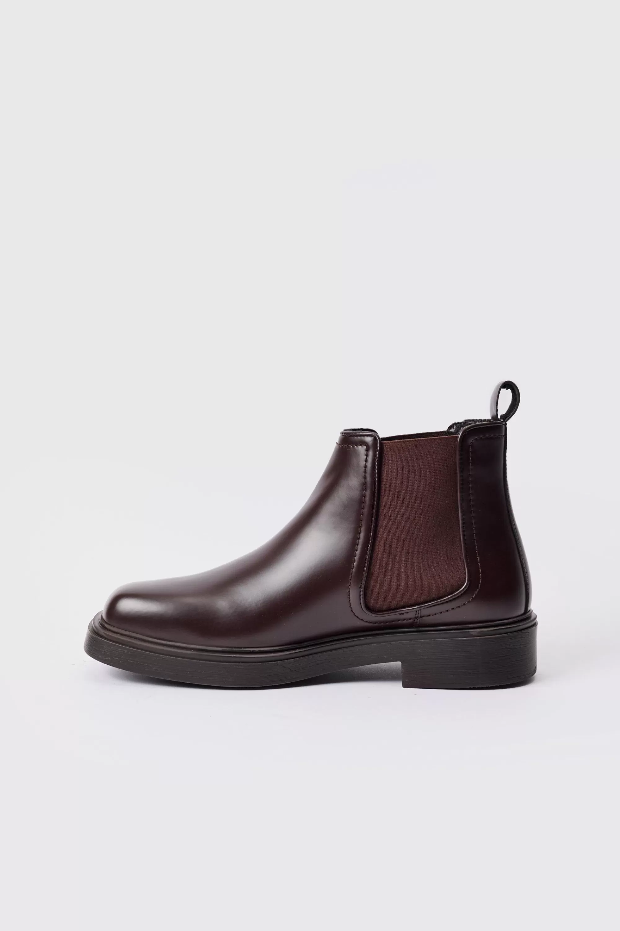 boohooMAN PU Square Toe Chelsea Boot In | UK