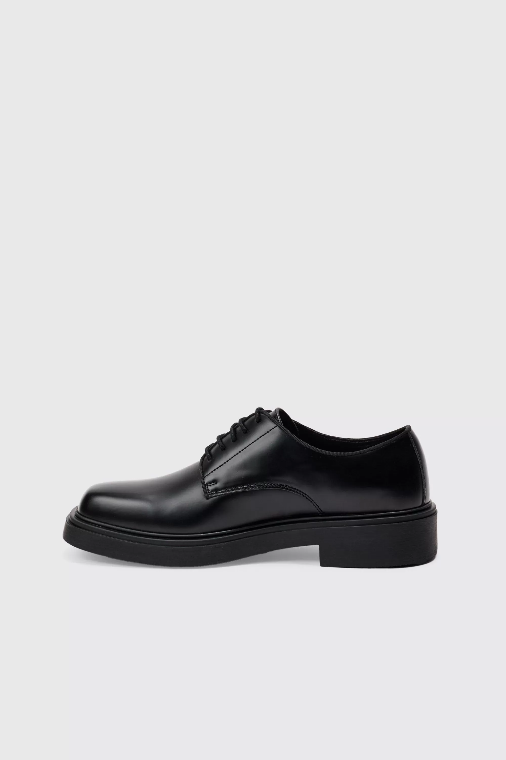 boohooMAN PU Square Toe Lace Up Loafer In | UK