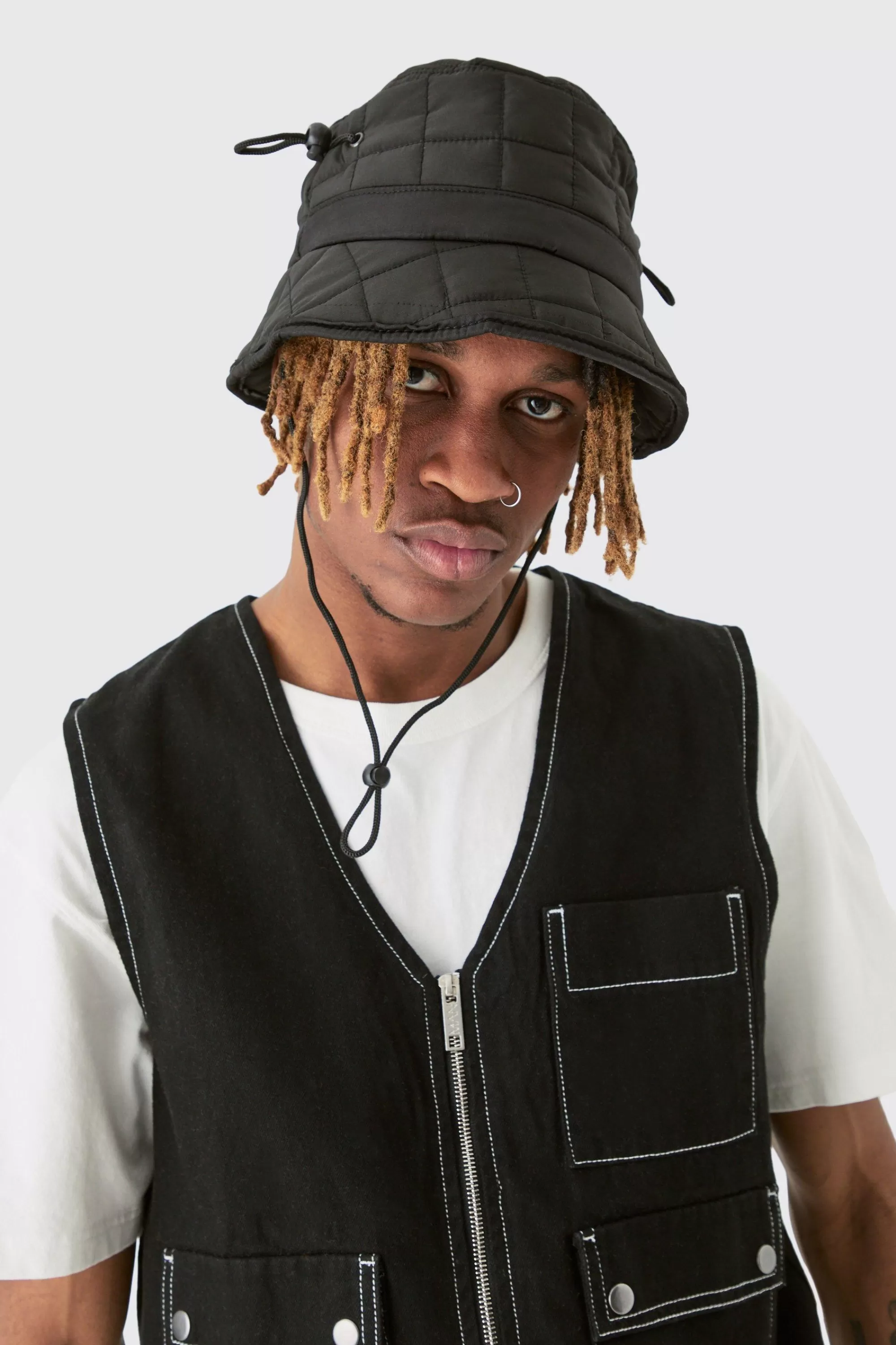 boohooMAN Quilted Nylon Bucket Hat | UK