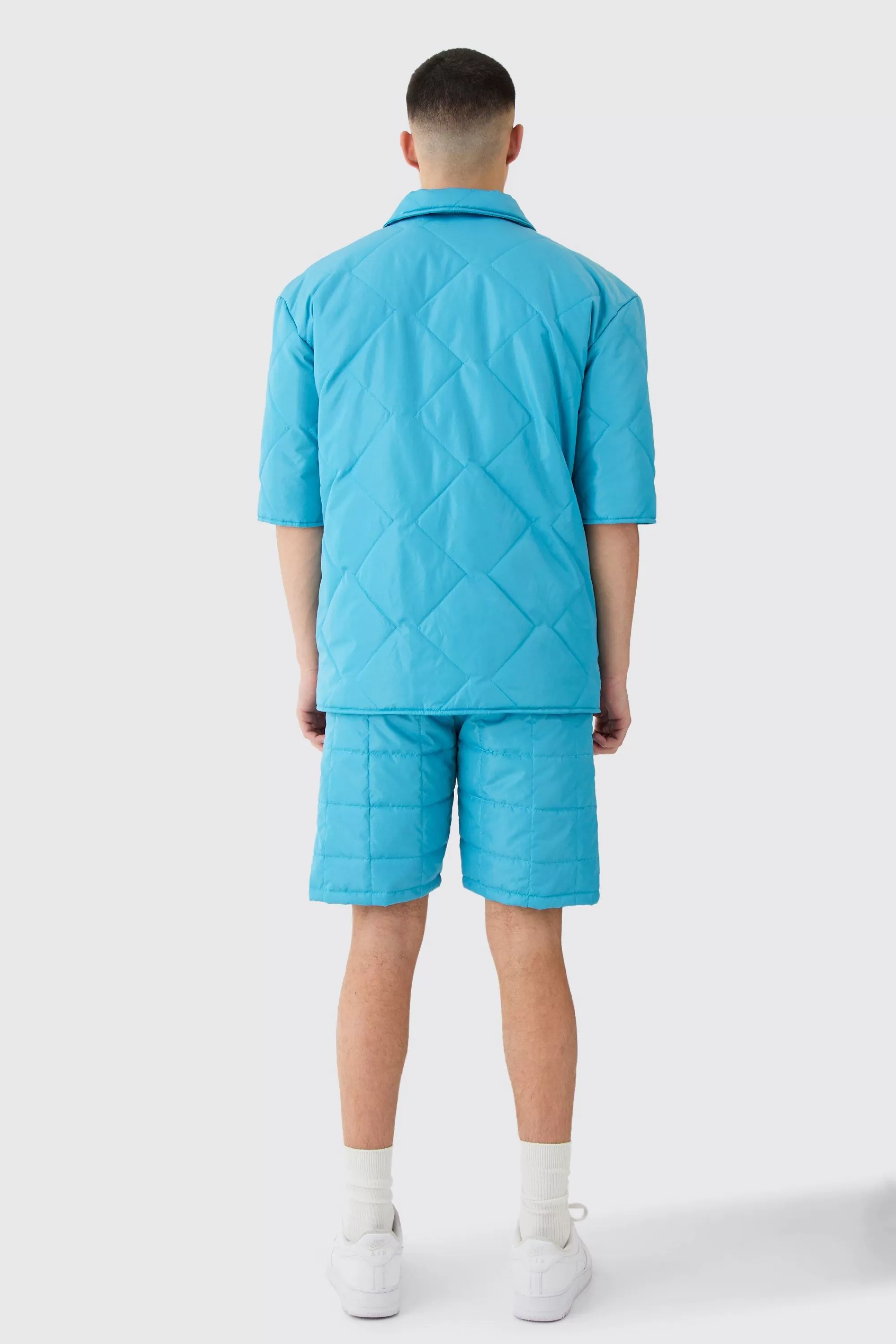boohooMAN Quilted Square Shirt And Short Set | UK