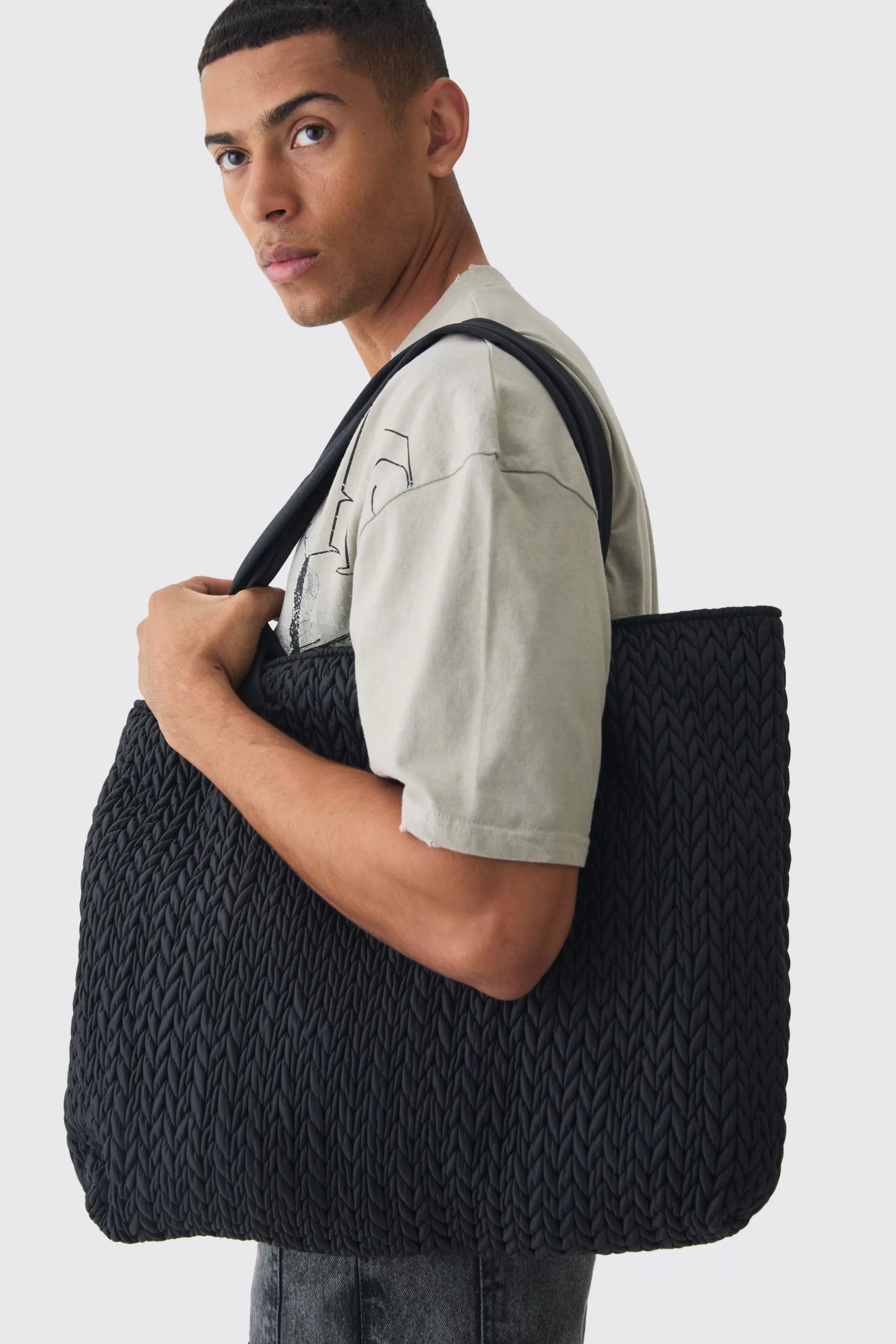 boohooMAN Quilted Tote Bag In | UK
