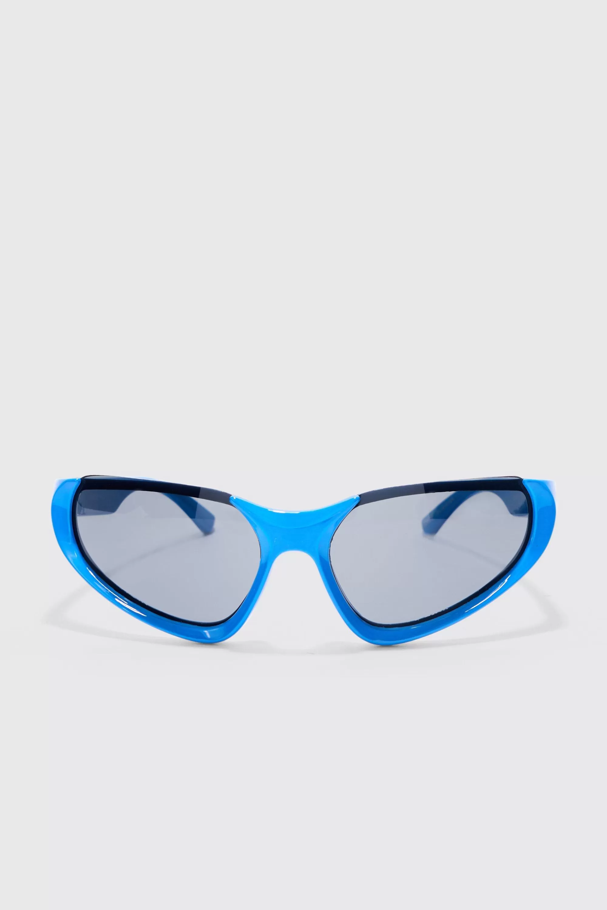 boohooMAN Racer Half Rimless Sunglasses | UK