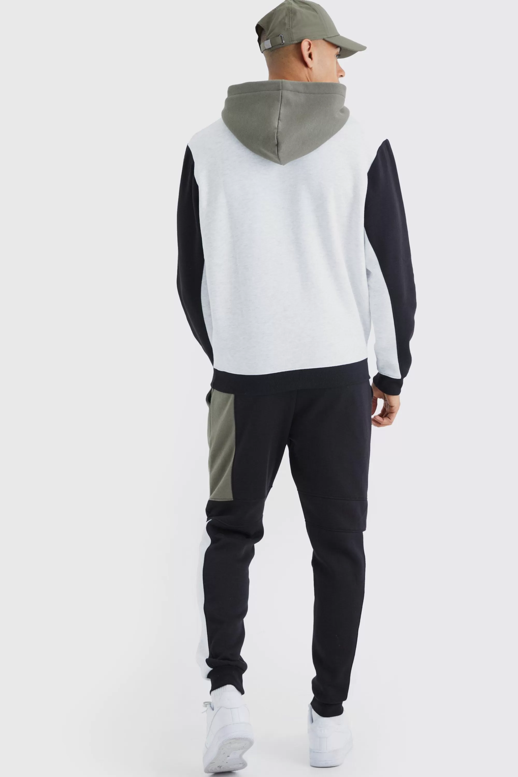 boohooMAN Raglan Colour Block Hooded Tracksuit | UK