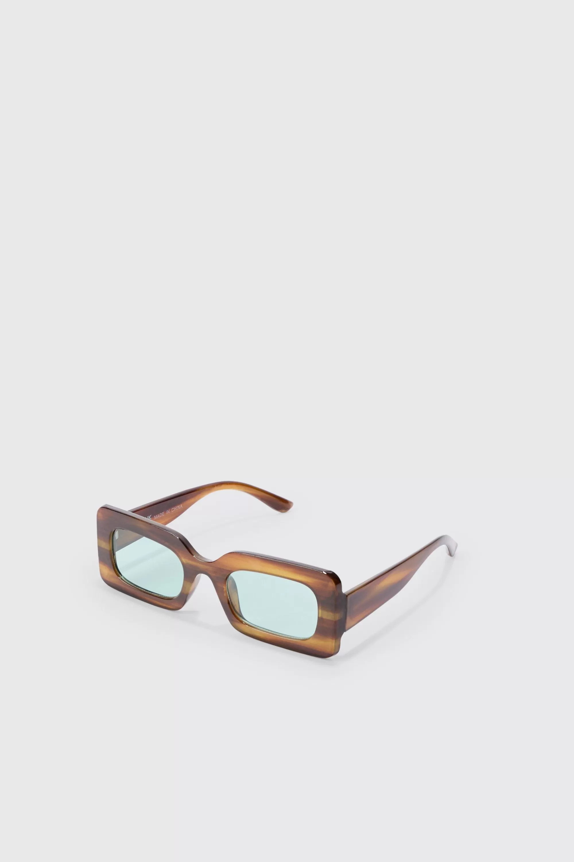 boohooMAN Rectangular Abstract Resin Rectangular Sunglasses In | UK