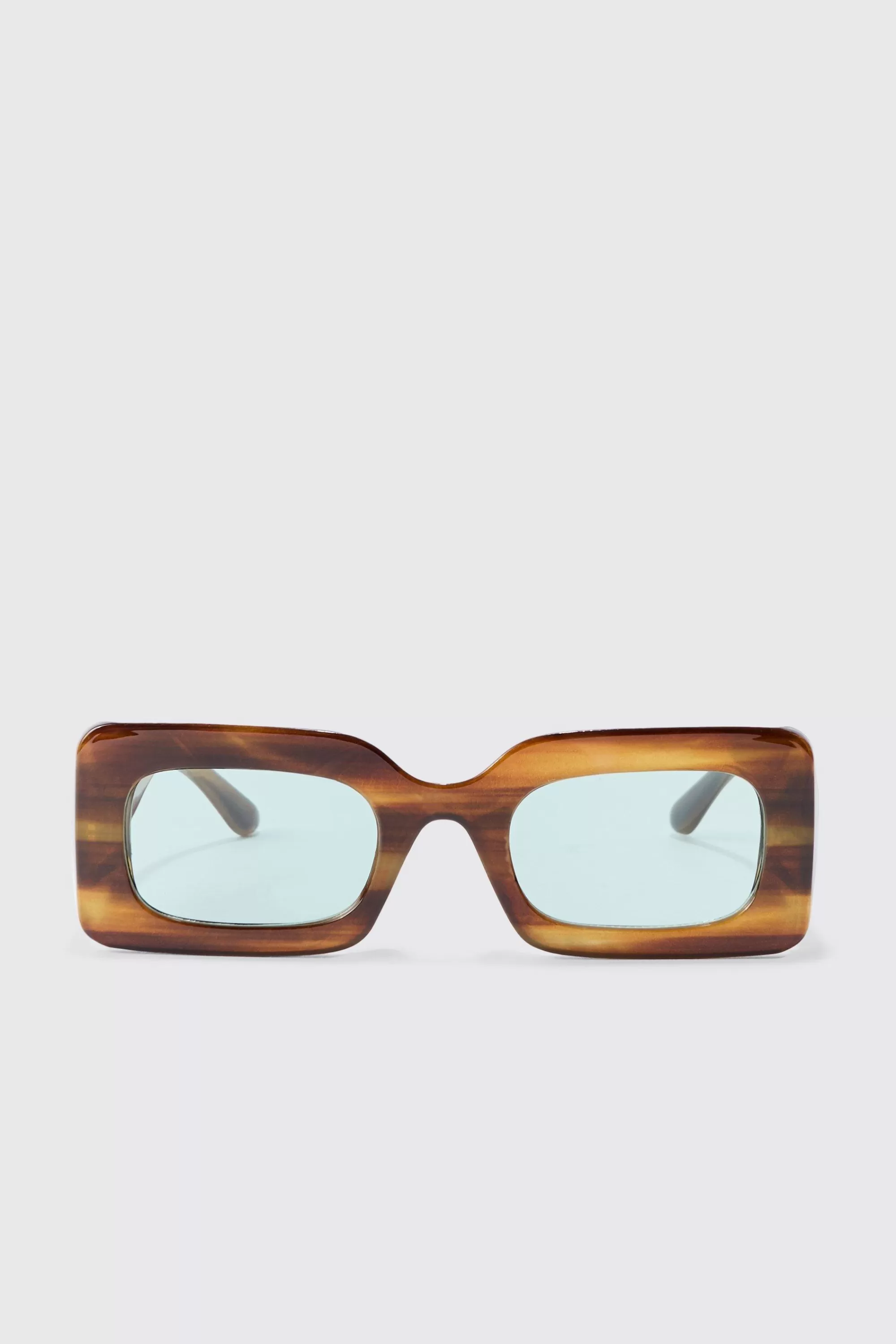 boohooMAN Rectangular Abstract Resin Rectangular Sunglasses In | UK